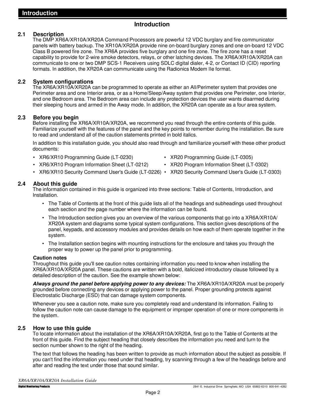 DMP Electronics XR20A, XR6A, XR10A manual Introduction 