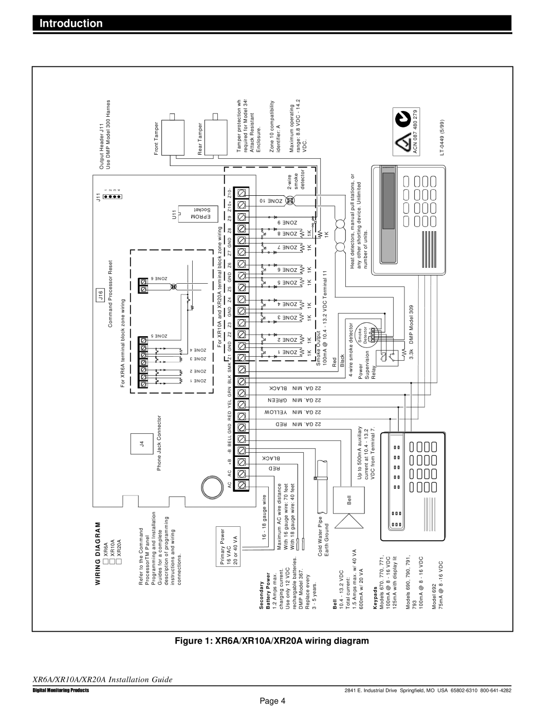 DMP Electronics manual XR6A/XR10A/XR20A wiring diagram, XR6A/XR10A/XR20A Installation 