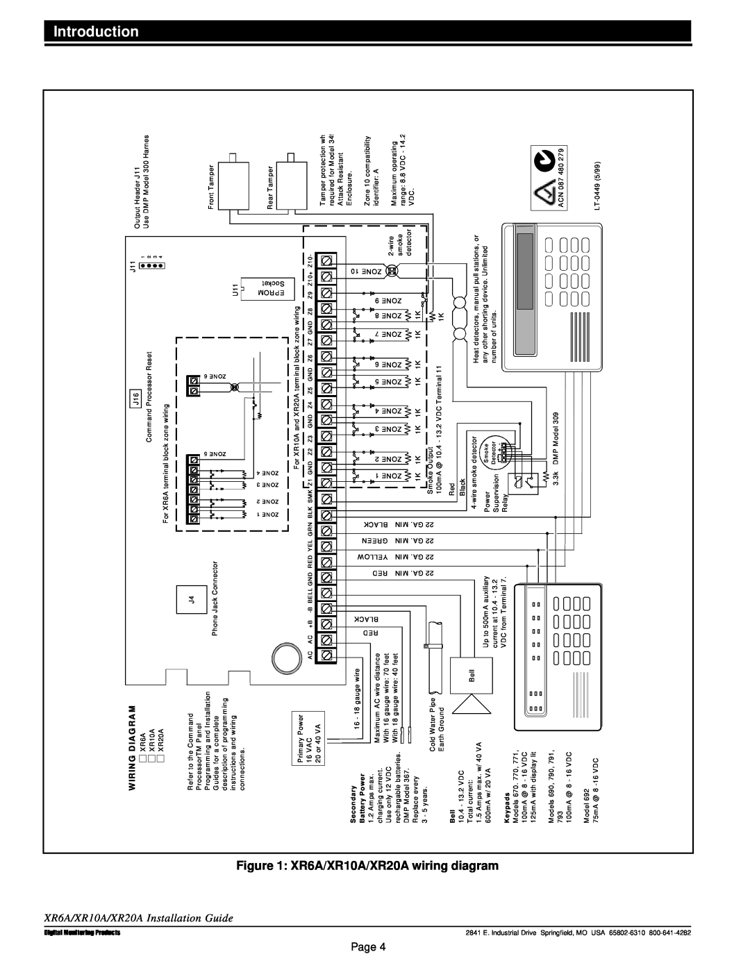 DMP Electronics XR6A/XR10A/XR20A wiring diagram, Introduction, XR6A/XR10A/XR20A Installation, Guide, S eco n d ary 