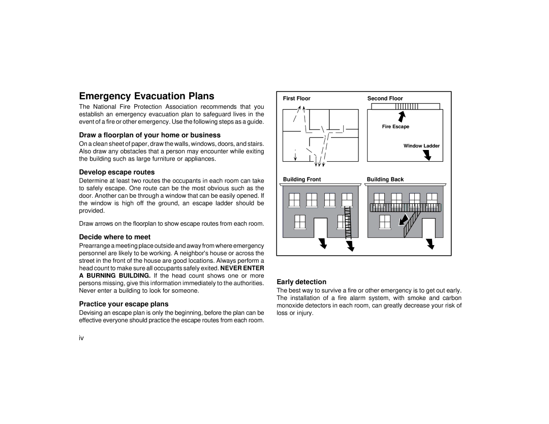 DMP Electronics XR2400F manual Emergency Evacuation Plans 