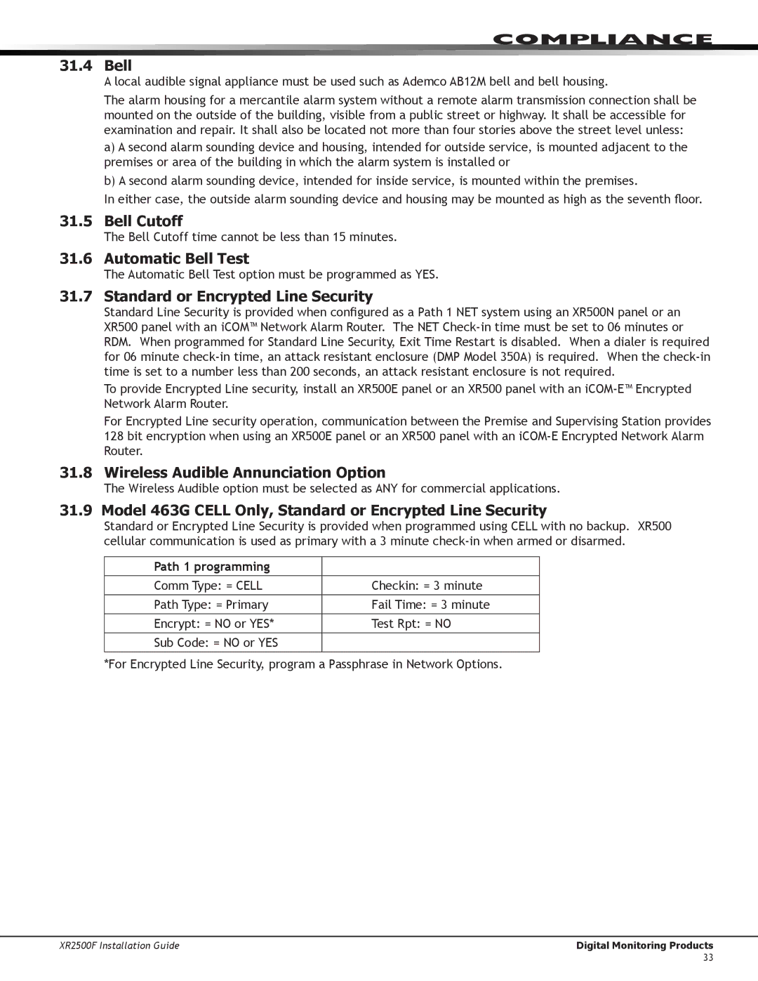 DMP Electronics XR2500F manual Automatic Bell Test 