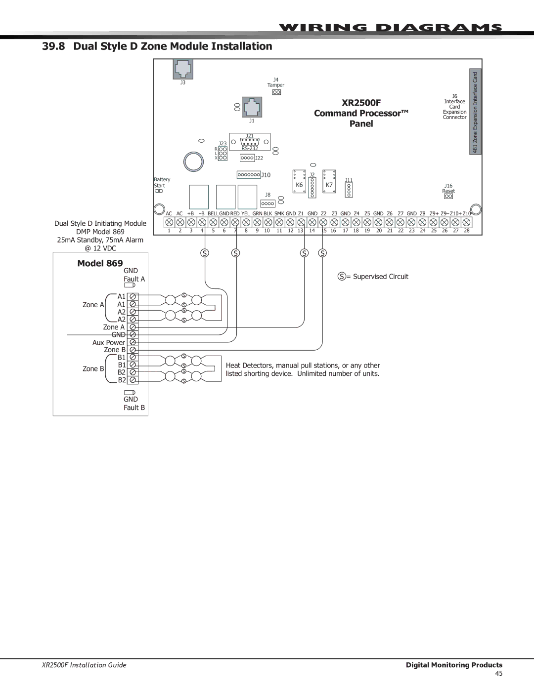 DMP Electronics XR2500F manual Dual Style D Zone Module Installation 