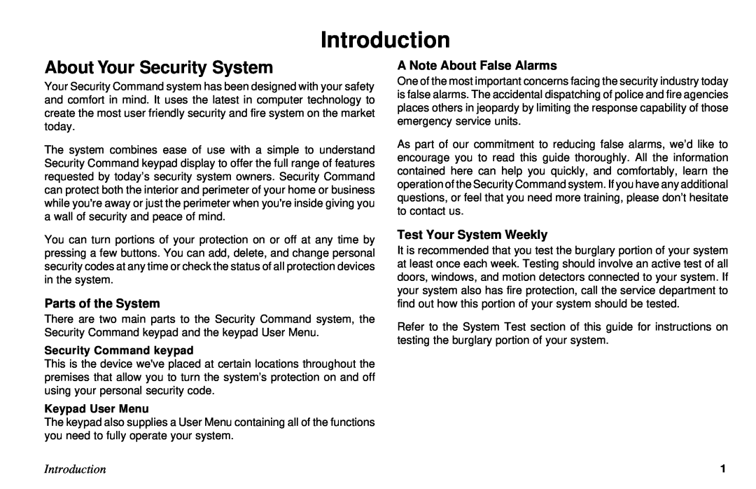 DMP Electronics XR10, XR6 manual Introduction, About Your Security System, Parts of the System, A Note About False Alarms 