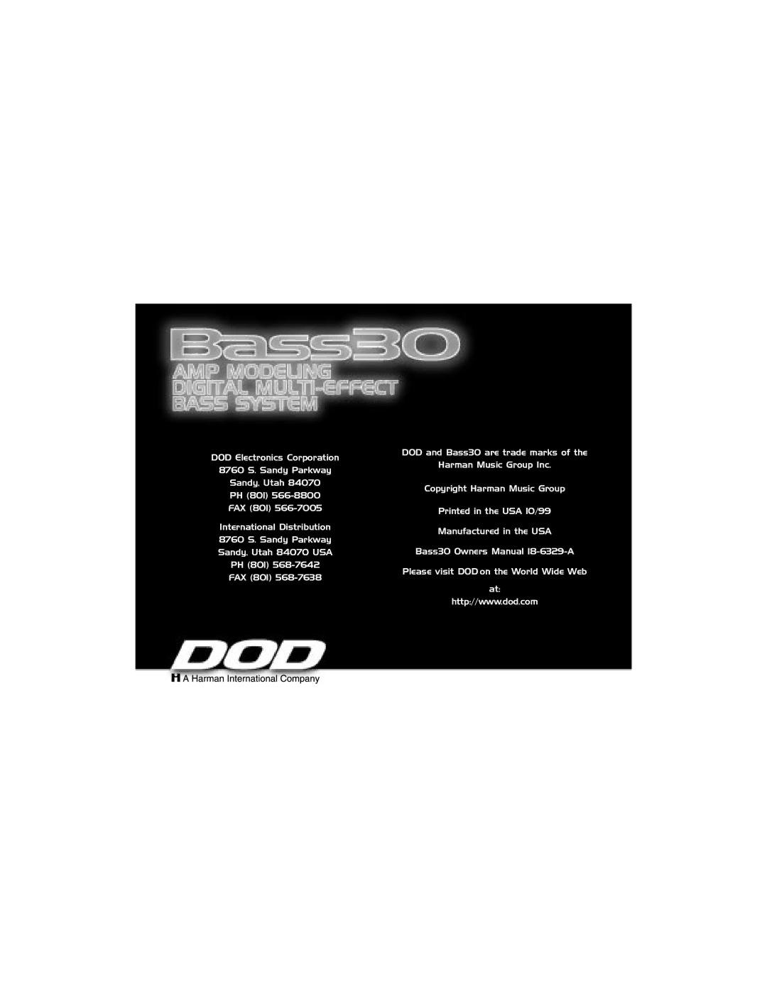 DOD Bass30 manual 