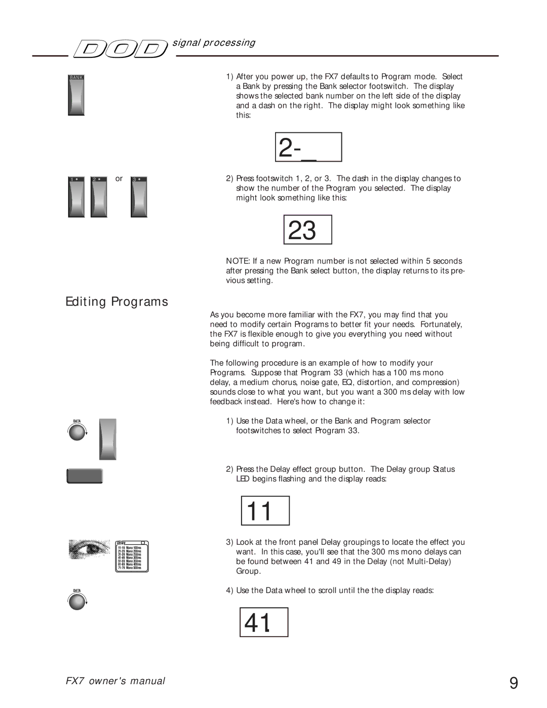 DOD FX7 owner manual Editing Programs 