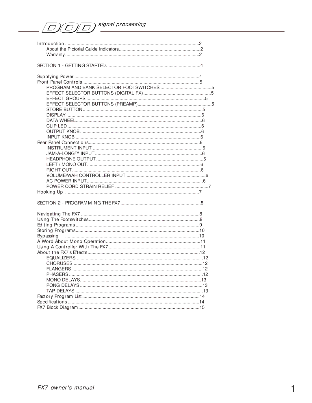 DOD FX7 owner manual Signal processing 