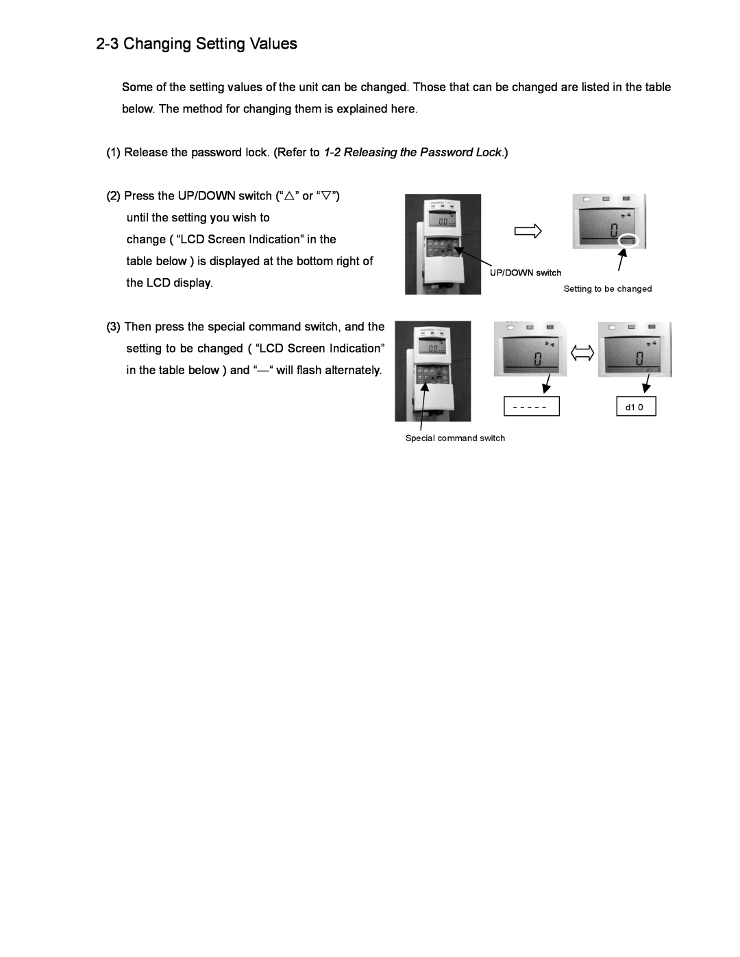 DOD PS-7 operation manual 2-3Changing Setting Values 
