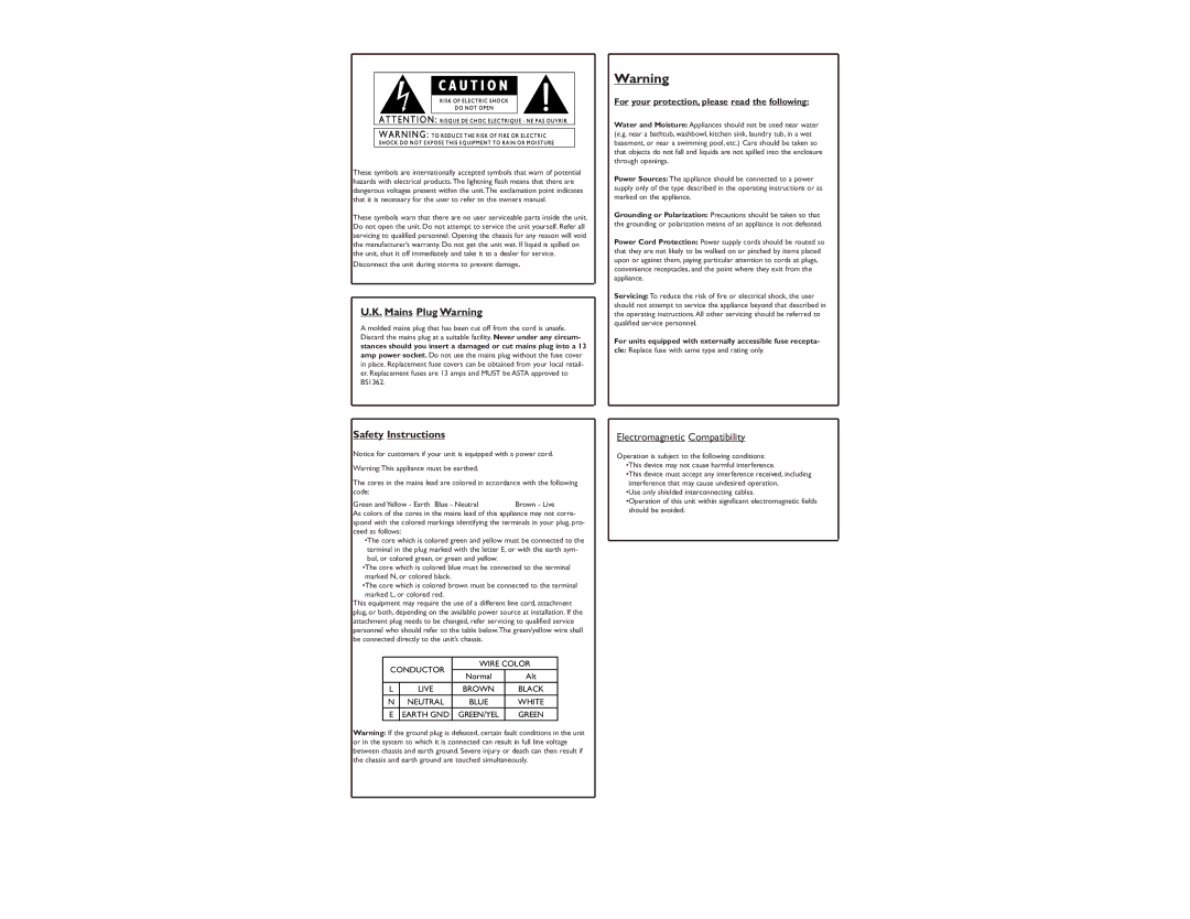 DOD SR830ZXLR, SR431QXLR, SR831QXLR, SR430QXLR, SR 231QX, SR 430QX, SR 431QX, SR 830QX, SR 831QX Mains Plug Warning 