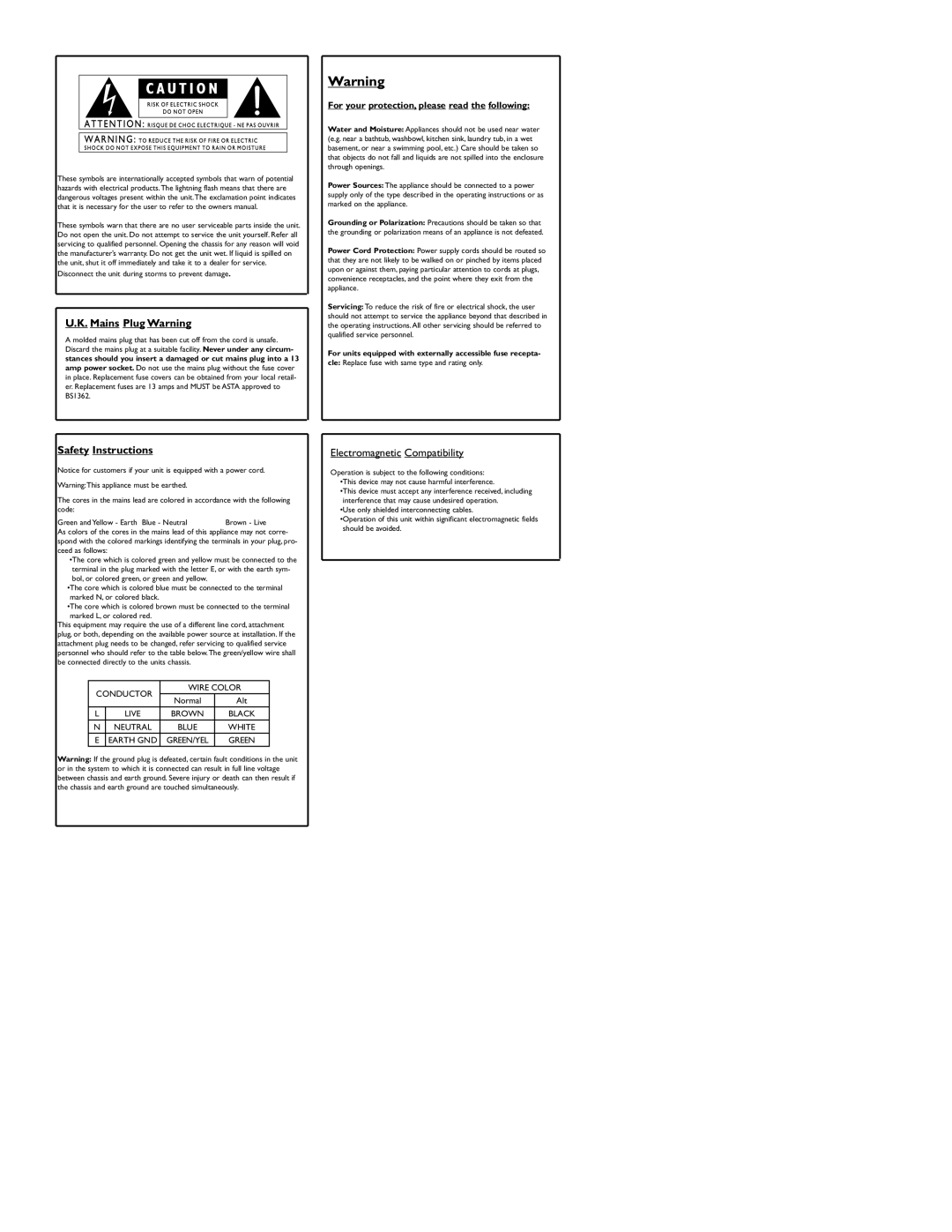 DOD SR835 owner manual Mains Plug Warning 