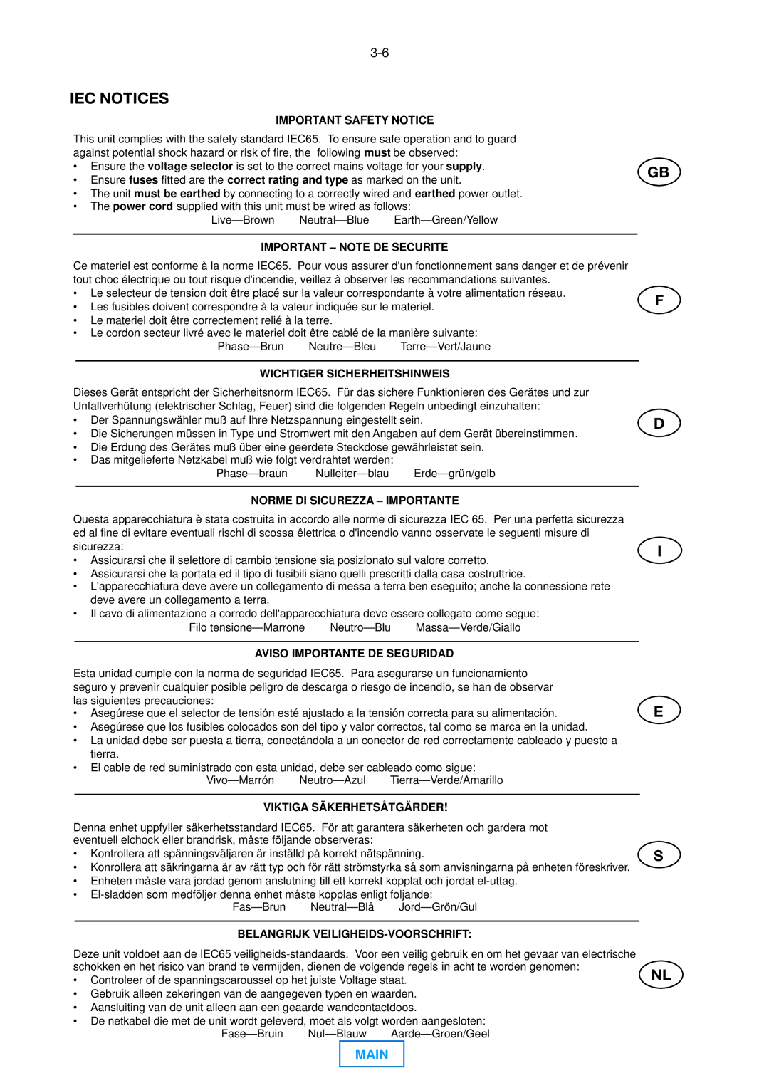 Dolby Laboratories 430 operating instructions IEC Notices, Important Safety Notice 