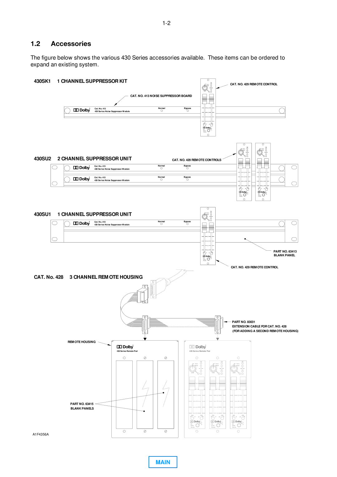 Dolby Laboratories operating instructions Accessories, 430SK1 1 Channel Suppressor KIT 