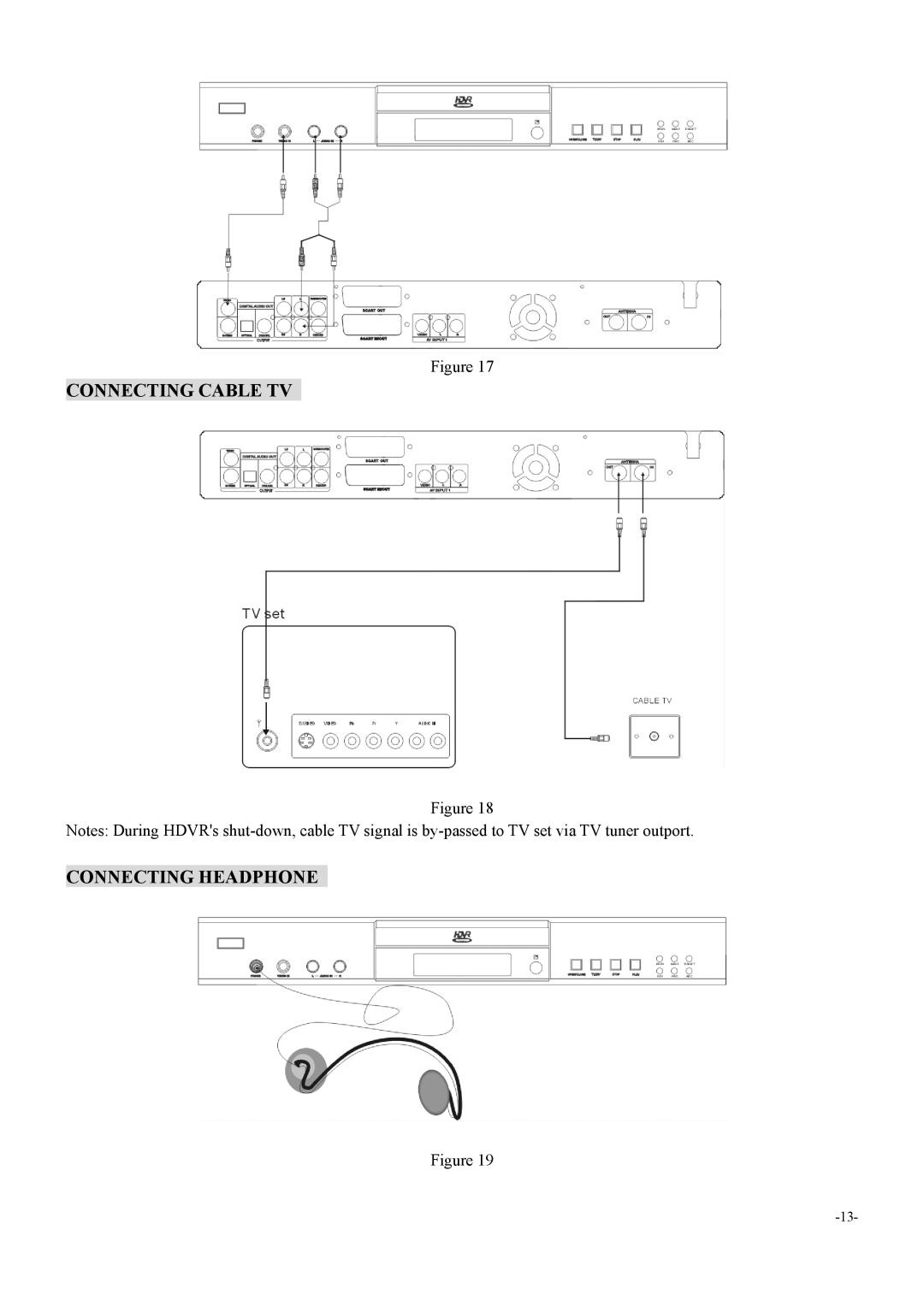 Dolby Laboratories 6000 user manual Connecting Cable TV Connecting Headphone 