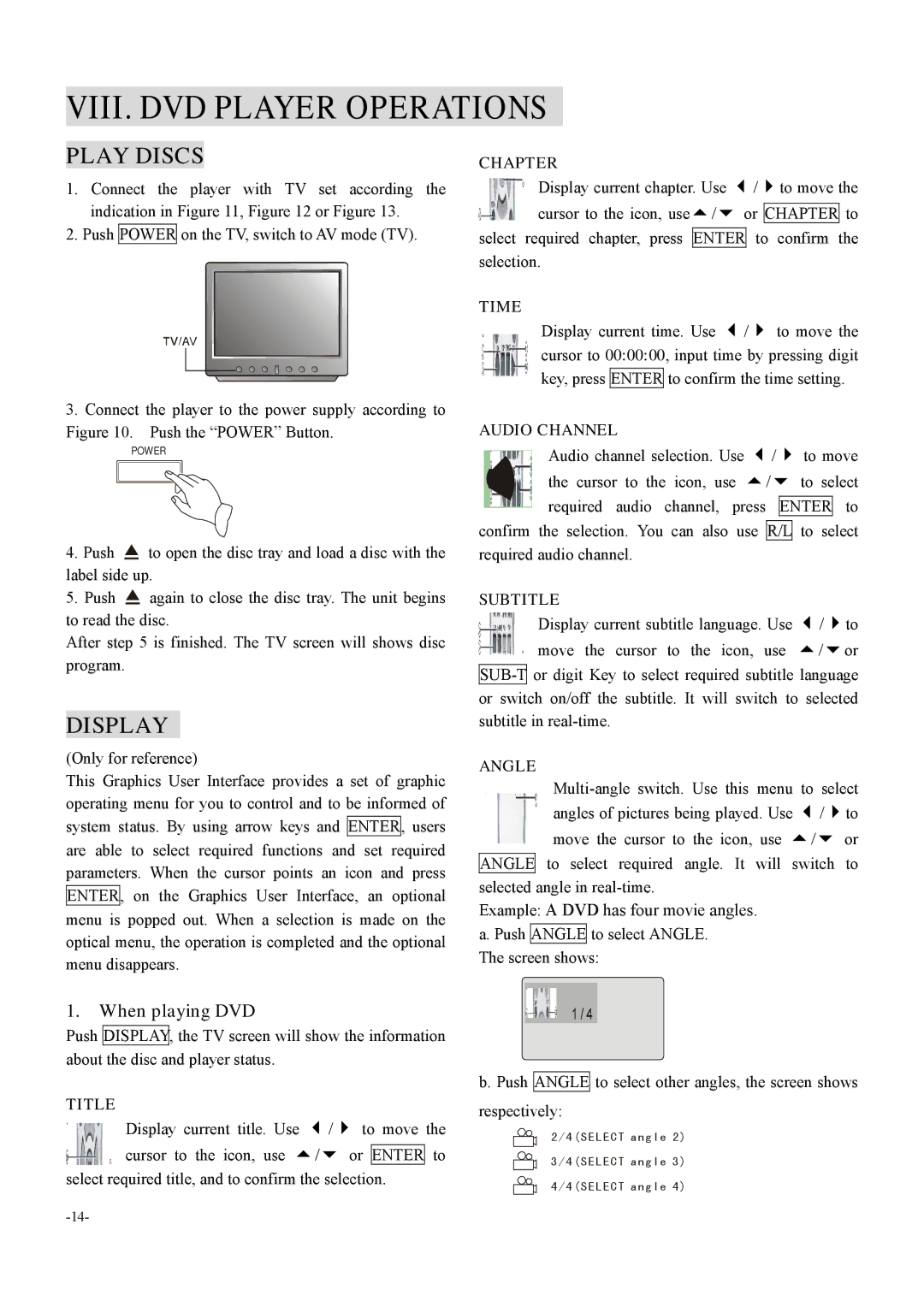 Dolby Laboratories 6000 user manual VIII. DVD Player Operations, Play Discs, Display, When playing DVD 