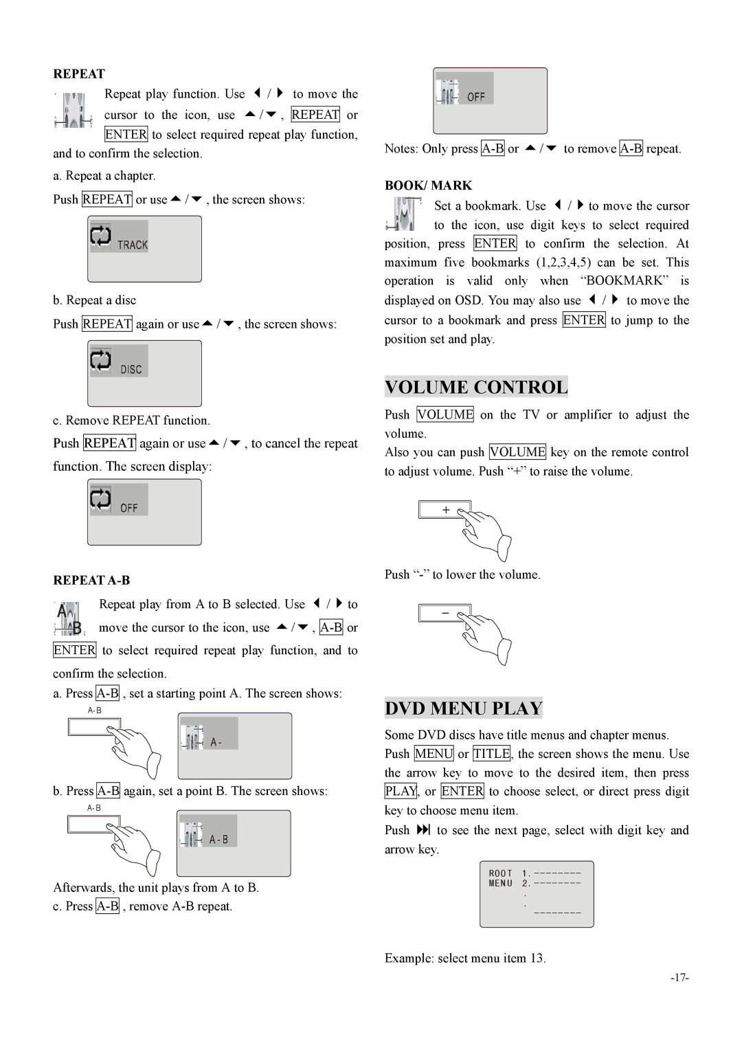 Dolby Laboratories 6000 user manual Volume Control, DVD Menu Play 