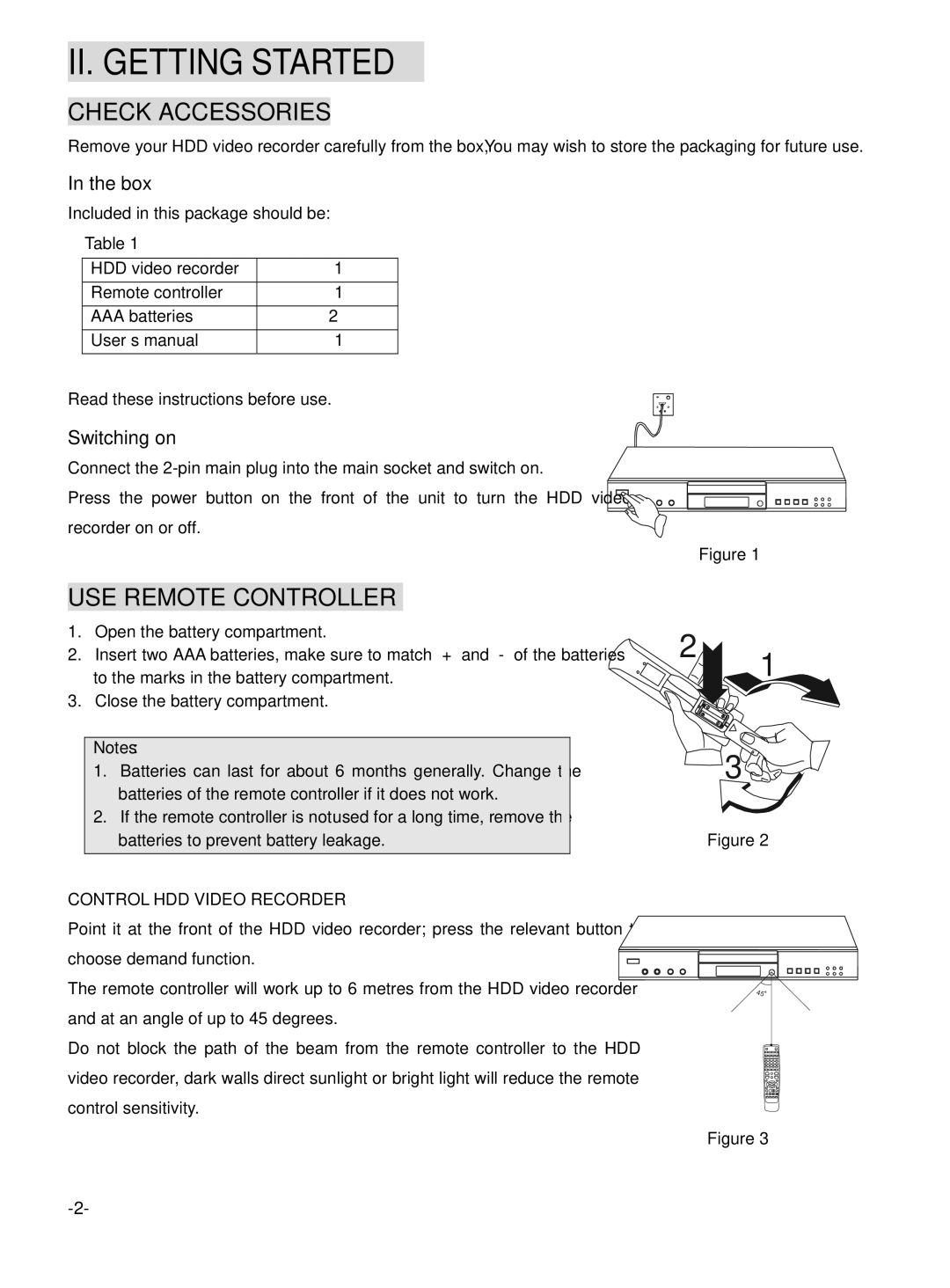 Dolby Laboratories 6000 user manual II. Getting Started, Check Accessories, USE Remote Controller, Box, Switching on 