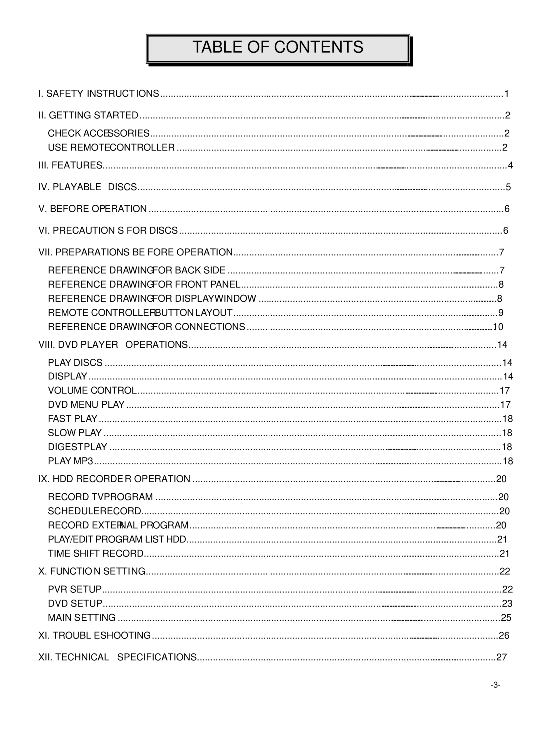 Dolby Laboratories 6000 user manual Table of Contents 