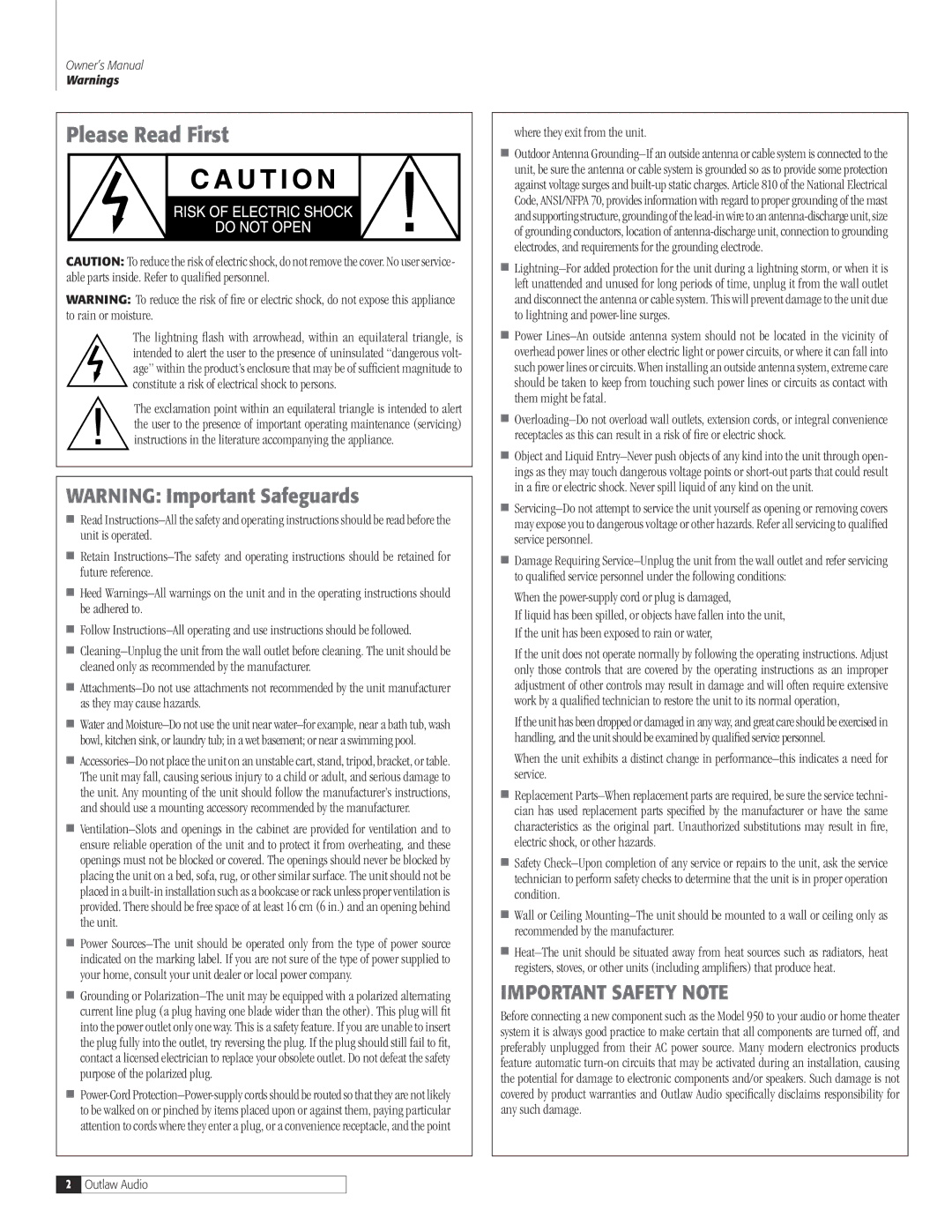 Dolby Laboratories 950 7.1 owner manual Please Read First, Where they exit from the unit 