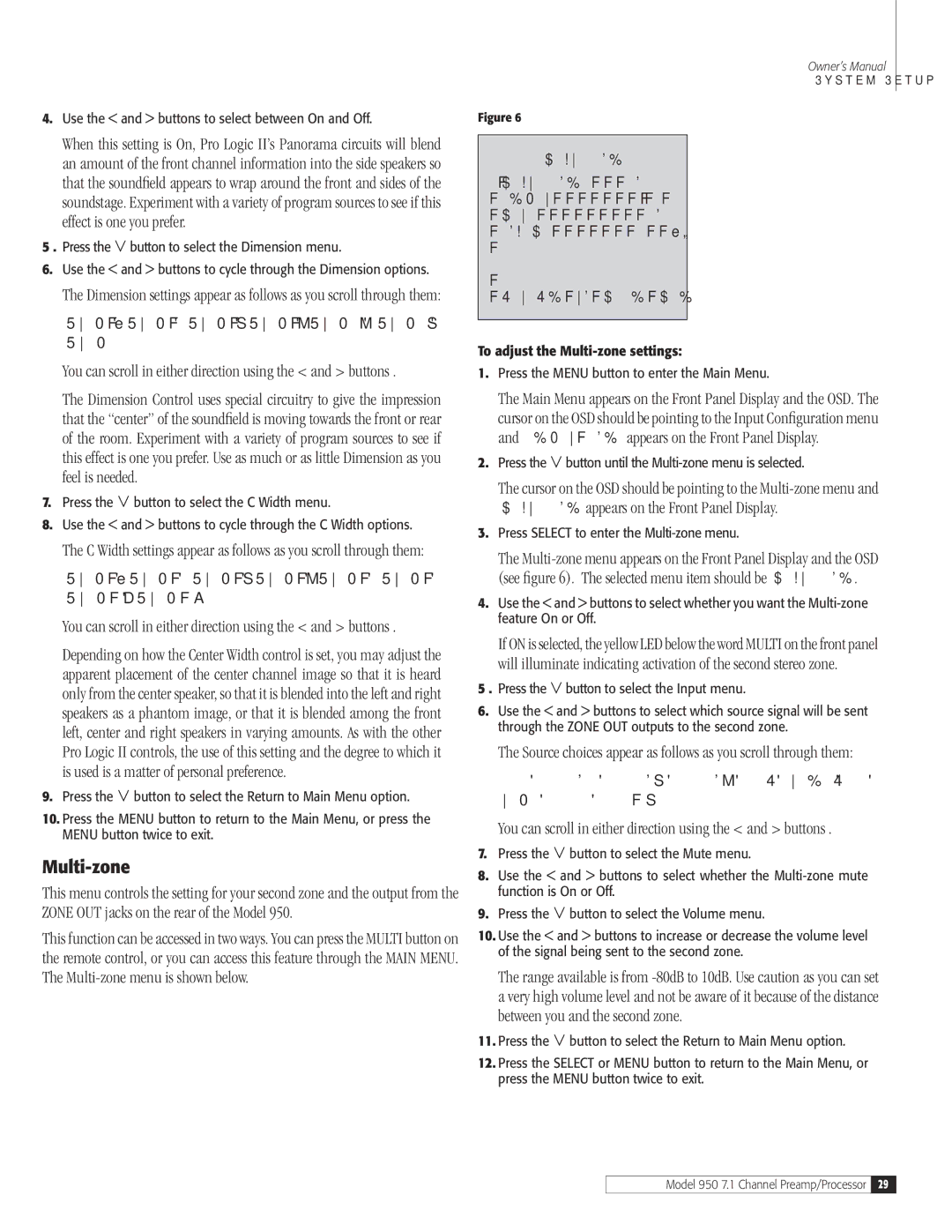 Dolby Laboratories 950 7.1 owner manual Multi-zone, Source choices appear as follows as you scroll through them 