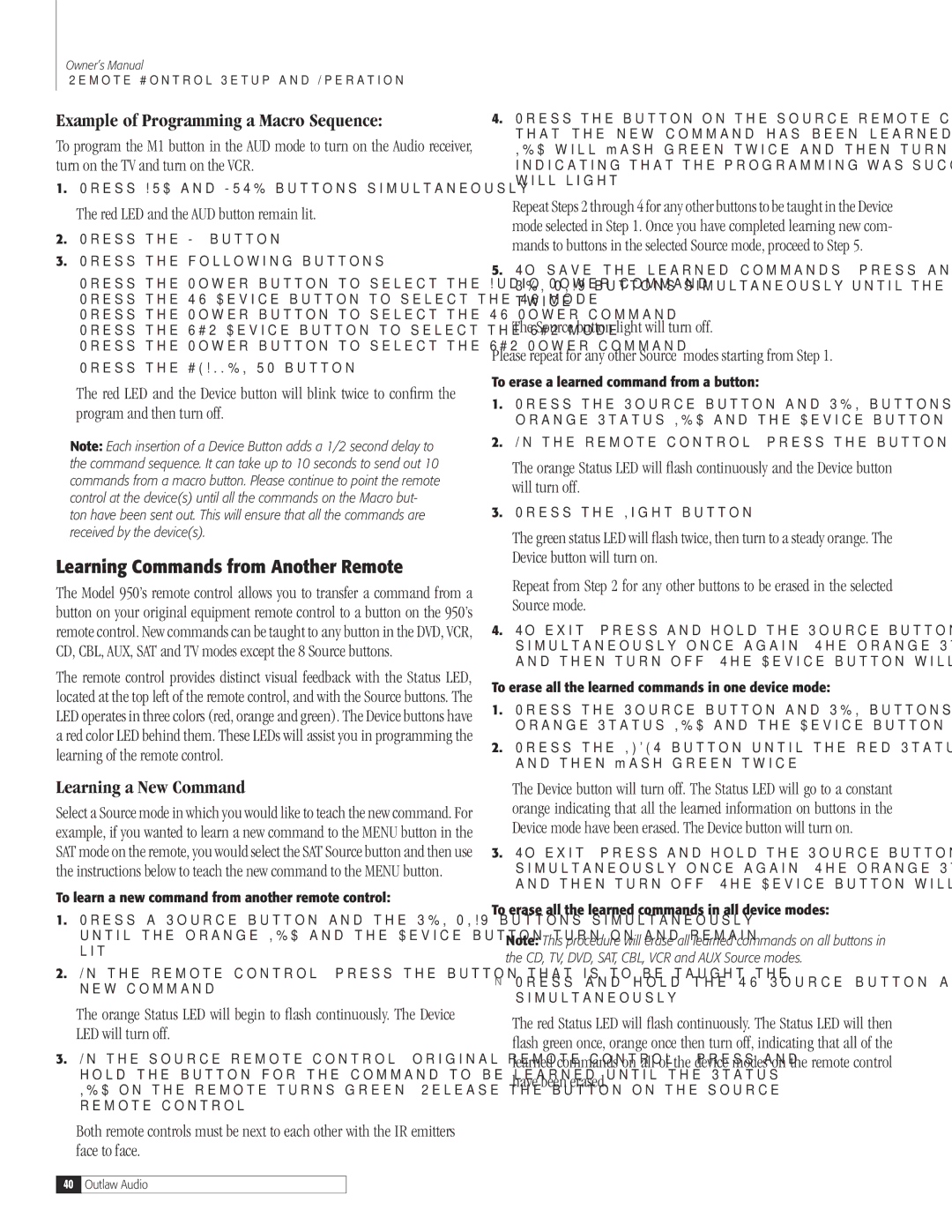 Dolby Laboratories 950 7.1 owner manual Example of Programming a Macro Sequence, Learning Commands from Another Remote 