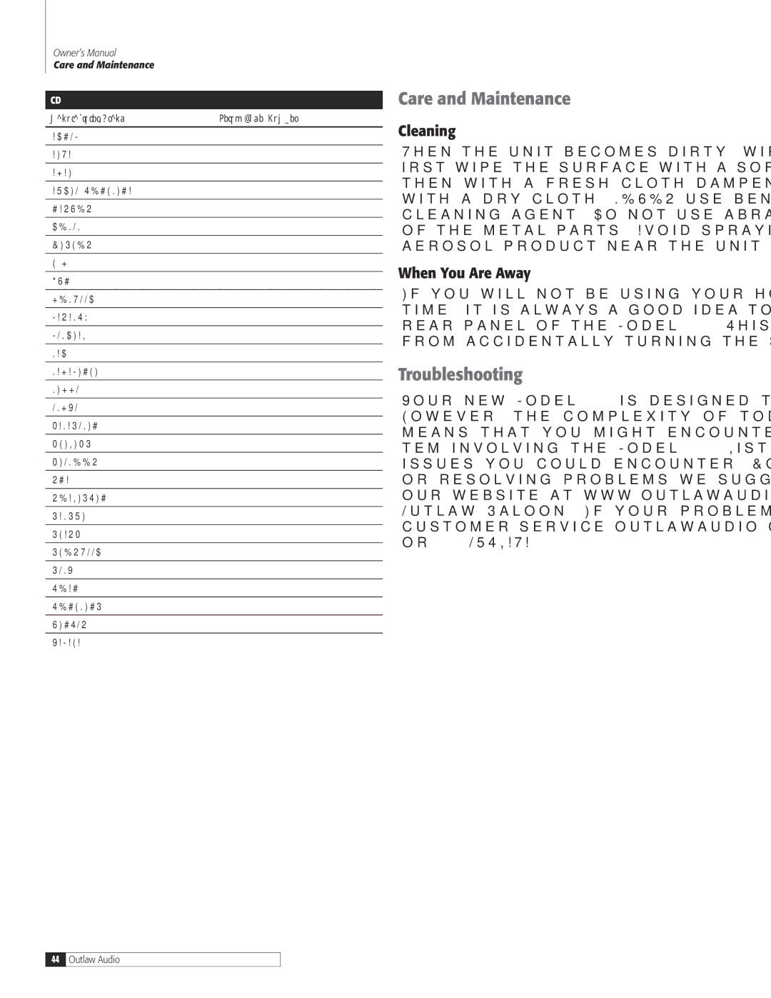 Dolby Laboratories 950 7.1 owner manual Care and Maintenance, Troubleshooting, Cleaning, When You Are Away 