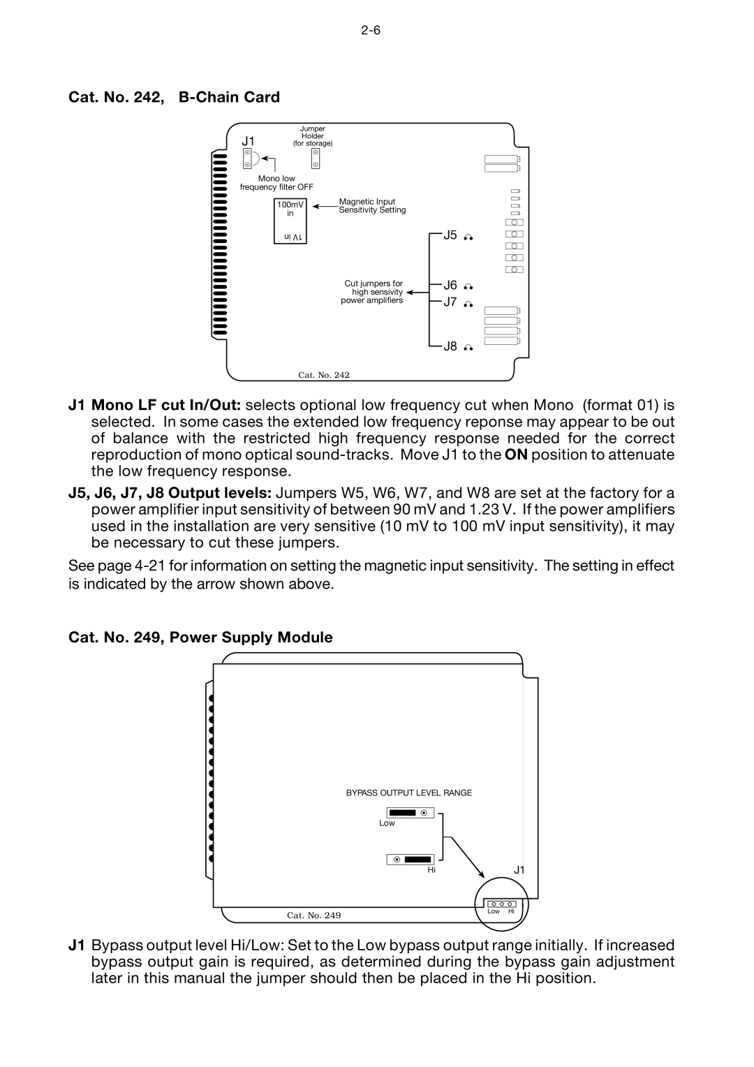 Dolby Laboratories CP65 manual Cat. No , B-Chain Card, Cat. No , Power Supply Module 