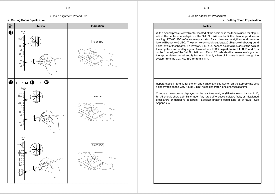 Dolby Laboratories CP65 manual Repeat, Action 