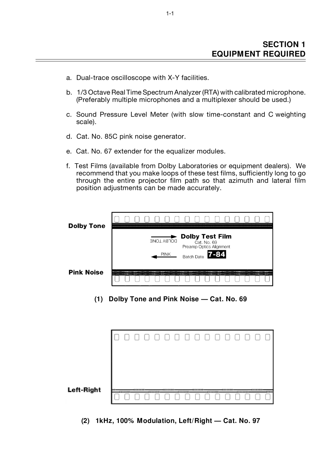 Dolby Laboratories CP65 manual Section Equipment Required 