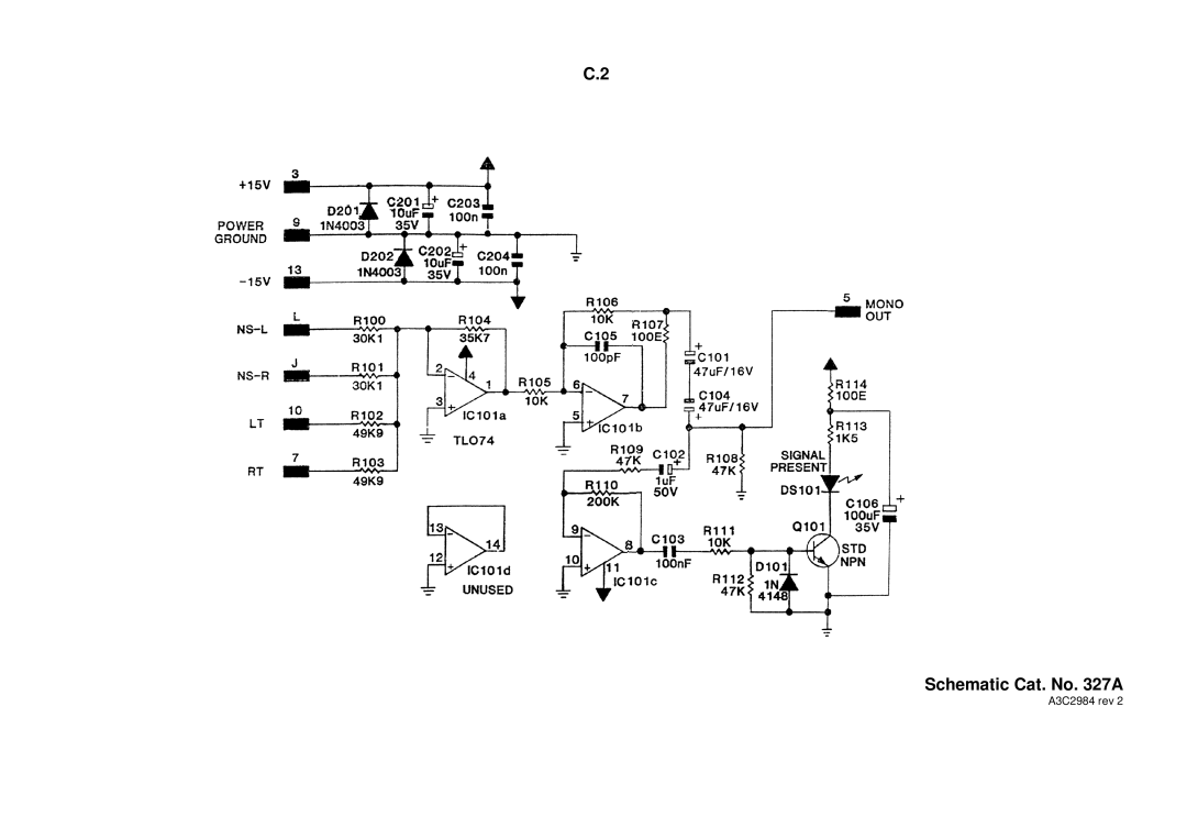 Dolby Laboratories CP65 manual Schematic Cat. No a 