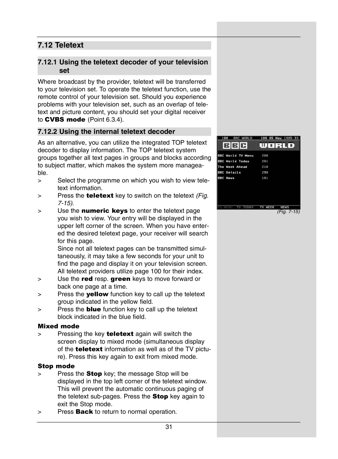 Dolby Laboratories Digital-Satellite-Receiver manual Teletext, Using the teletext decoder of your television set 