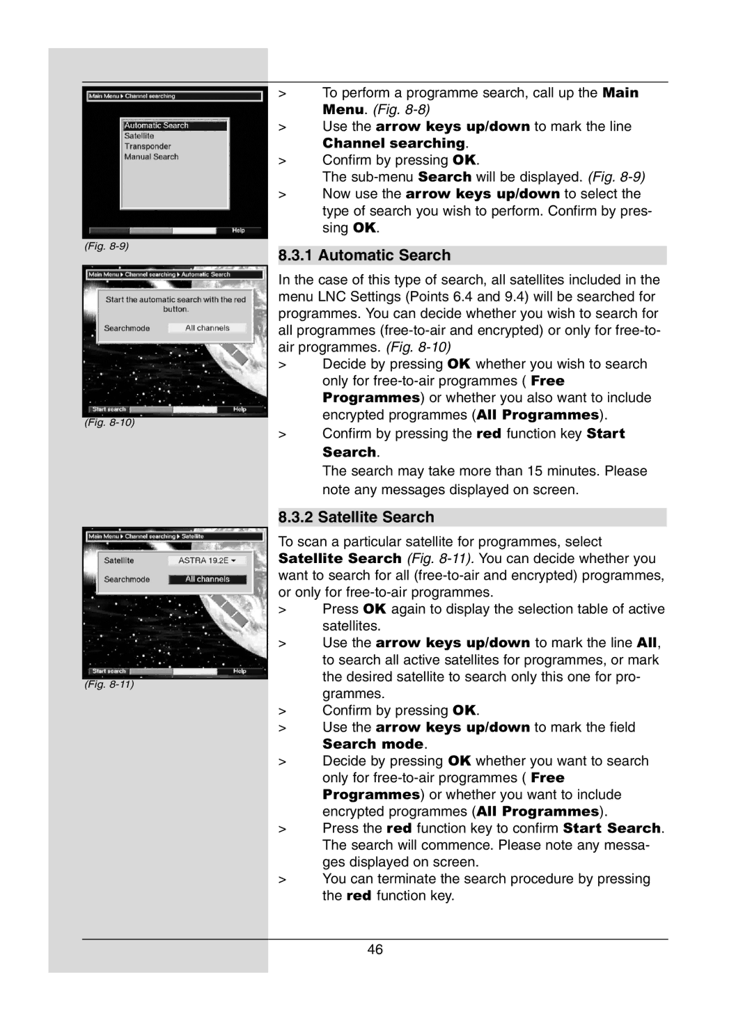 Dolby Laboratories Digital-Satellite-Receiver manual Automatic Search, Satellite Search 