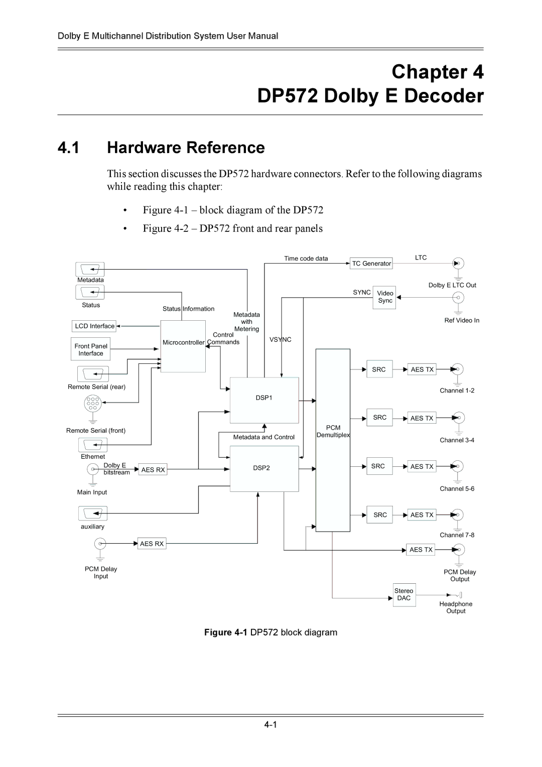 Dolby Laboratories DP571 user manual Chapter DP572 Dolby E Decoder 