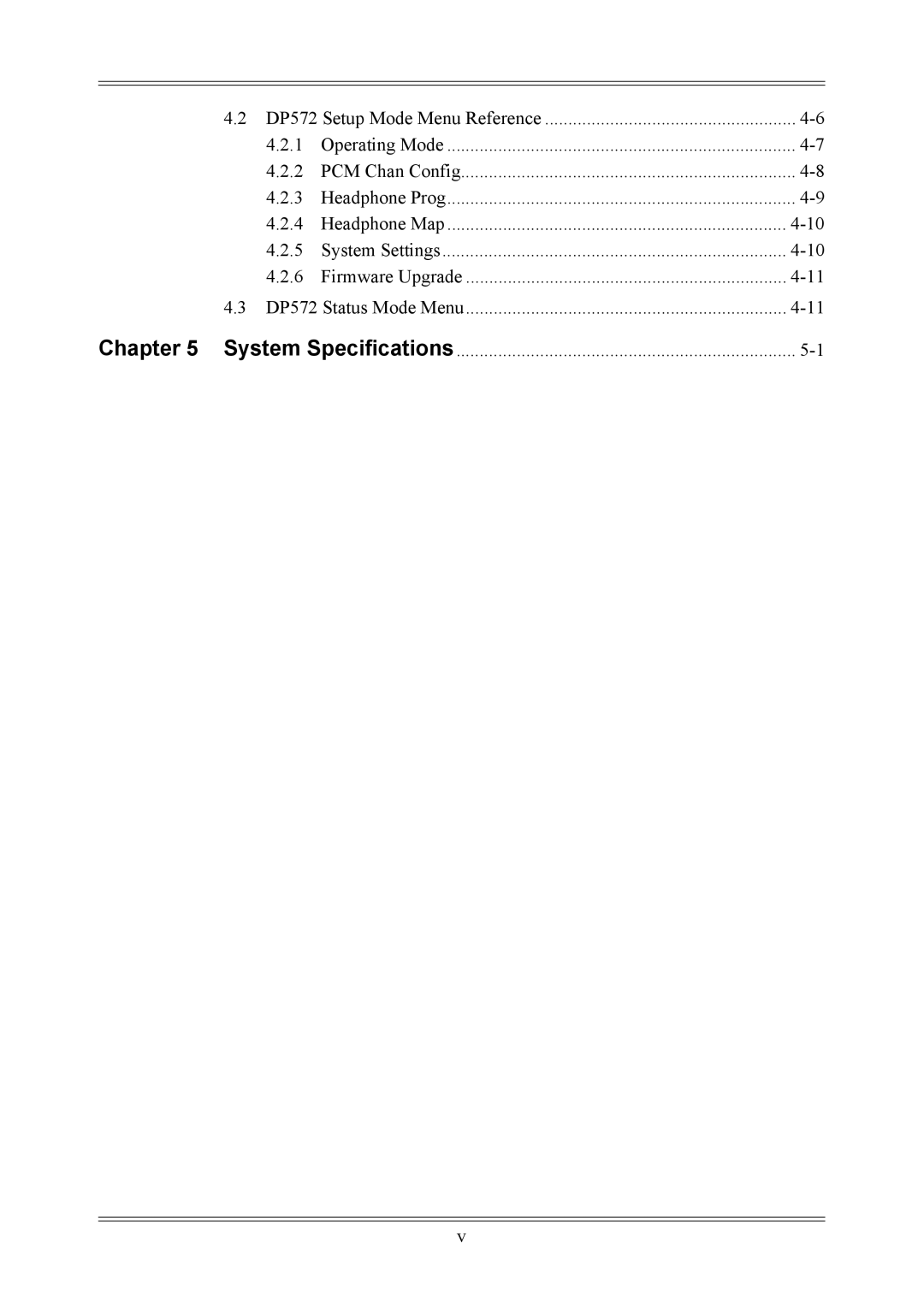 Dolby Laboratories DP571 user manual DP572 Setup Mode Menu Reference 