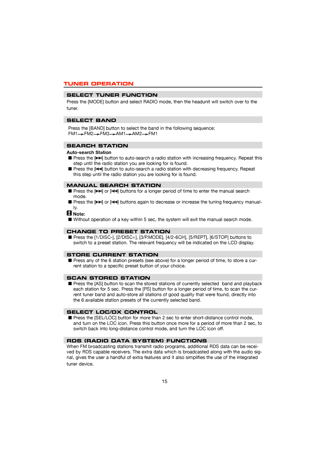 Dolby Laboratories ZE-200DVD, DVD & MP3 operation manual Tuner Operation 