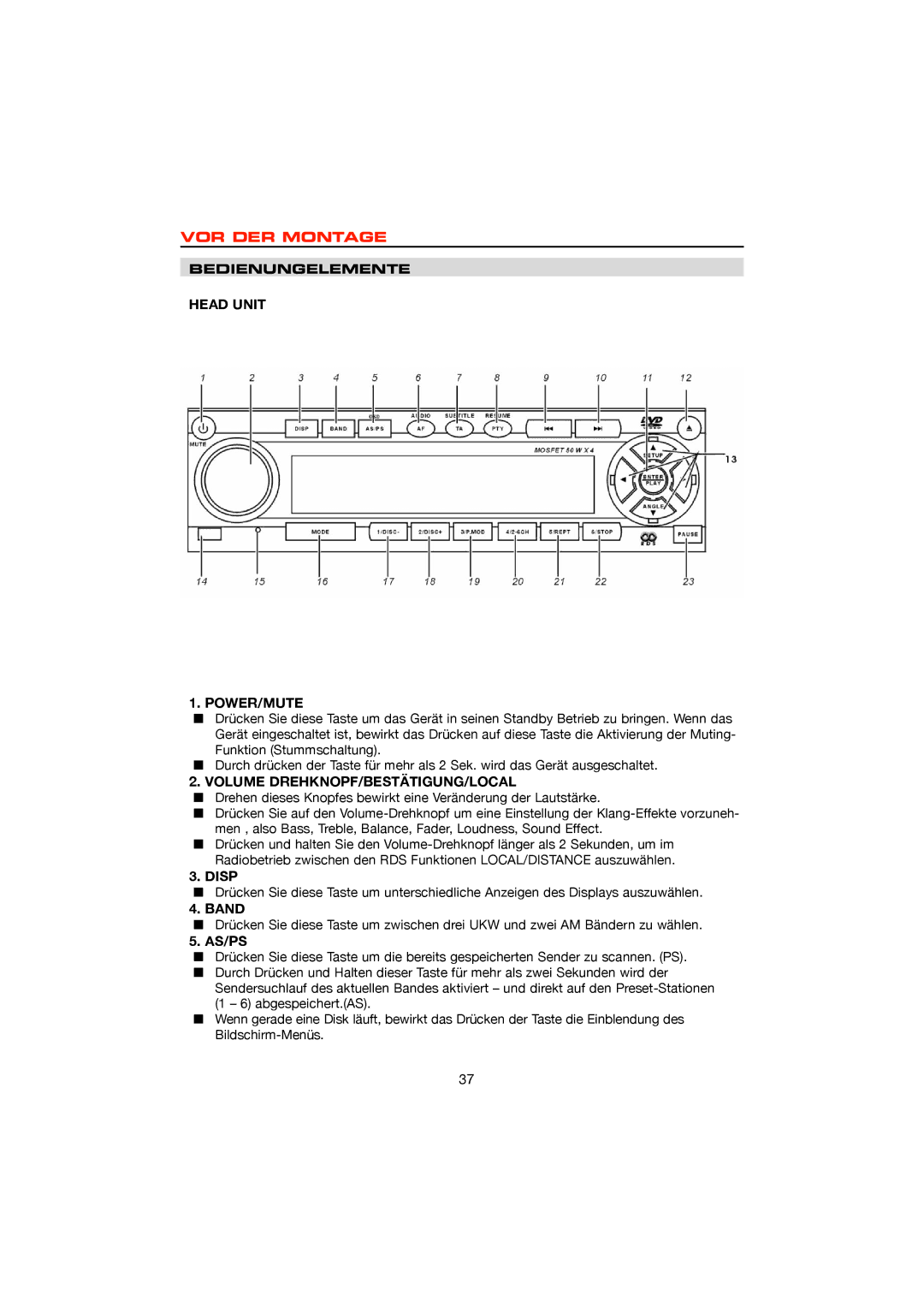 Dolby Laboratories ZE-200DVD, DVD & MP3 operation manual As/Ps, Bedienungelemente 