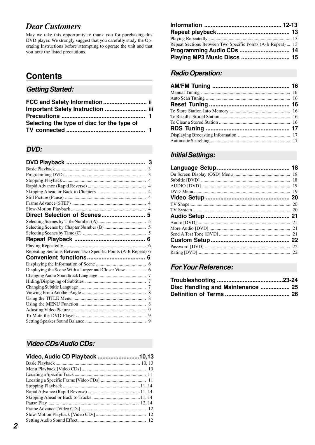 Dolby Laboratories DVD Player manual Contents 