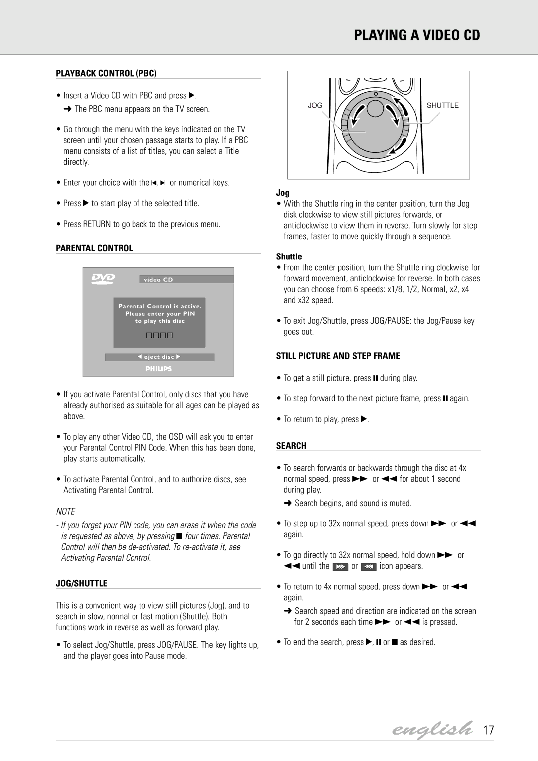 Dolby Laboratories DVD Video manual Playback Control PBC, To end the search, press 2, or 9 as desired 