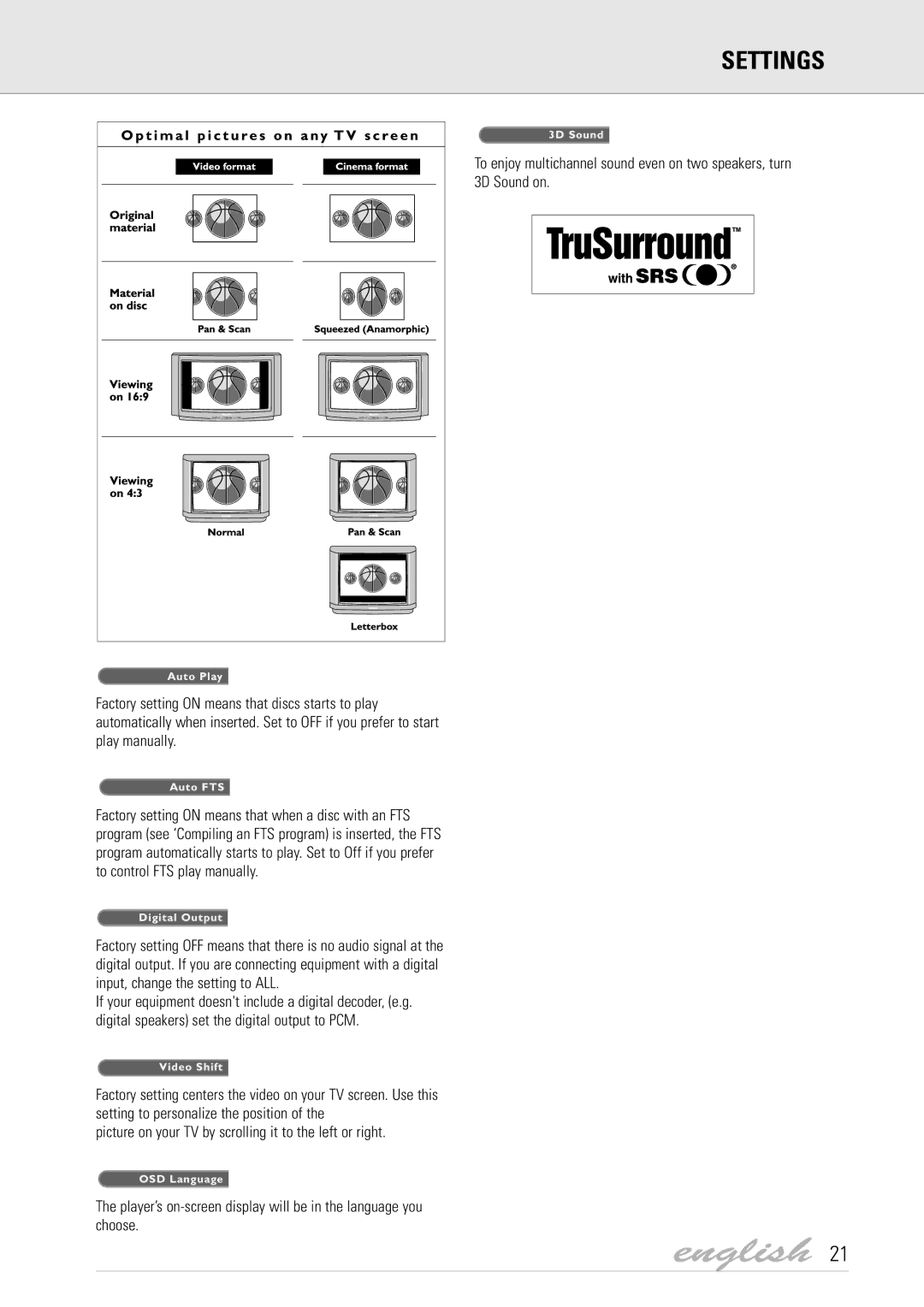 Dolby Laboratories DVD Video manual Picture on your TV by scrolling it to the left or right 