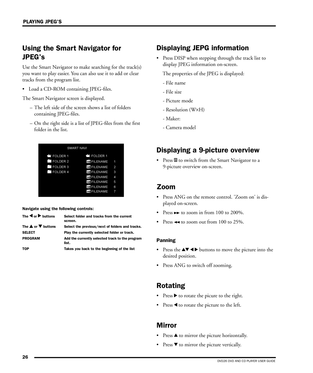 Dolby Laboratories DVD26 Using the Smart Navigator for JPEGs, Displaying Jepg information, Displaying a 9-picture overview 