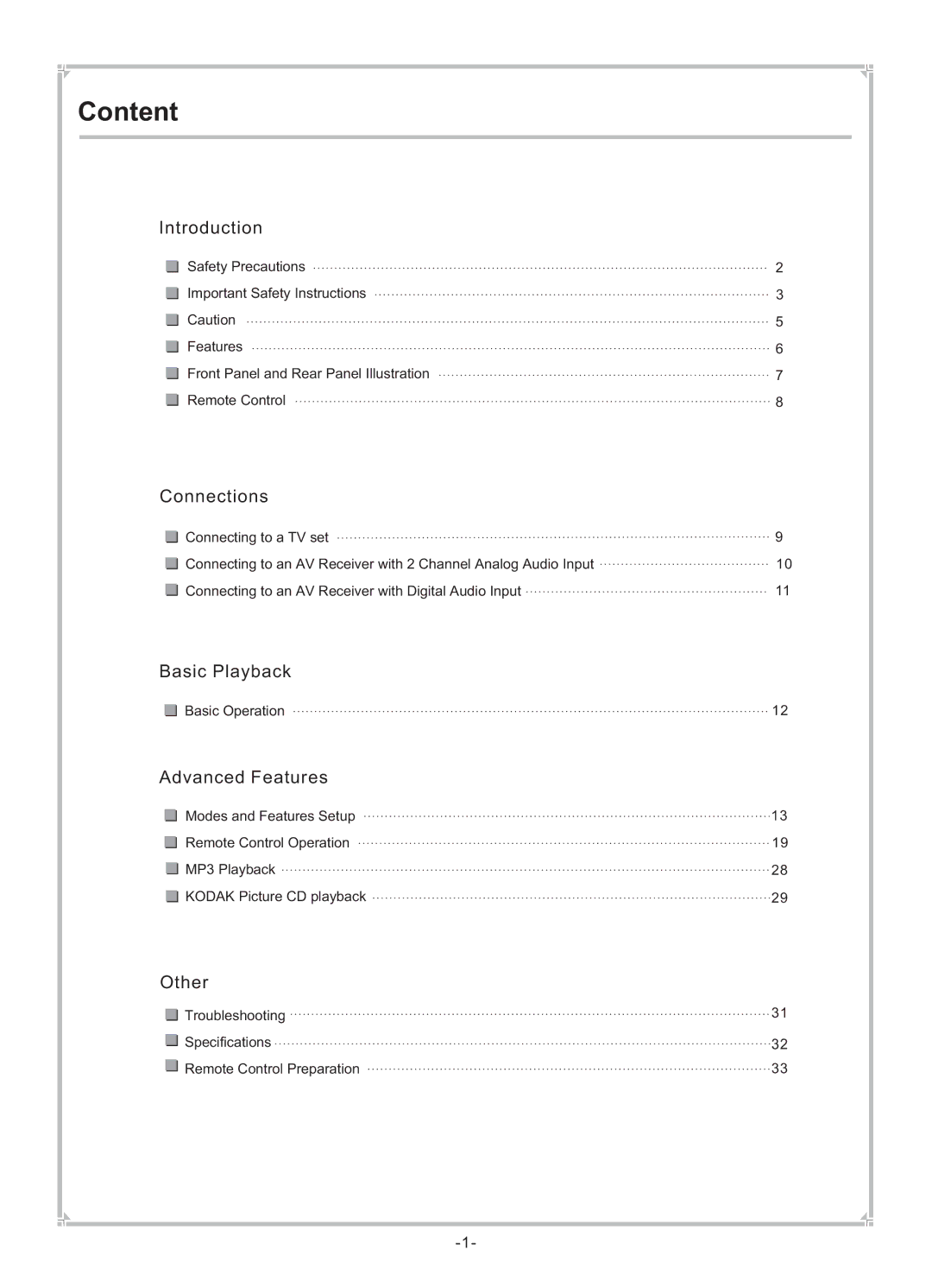 Dolby Laboratories DVP650 user manual Content, Introduction 