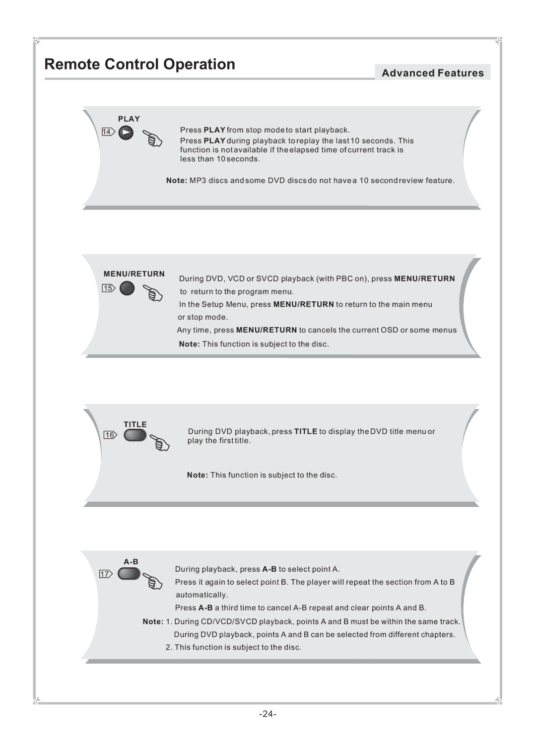 Dolby Laboratories DVP650 user manual To return to the program menu 