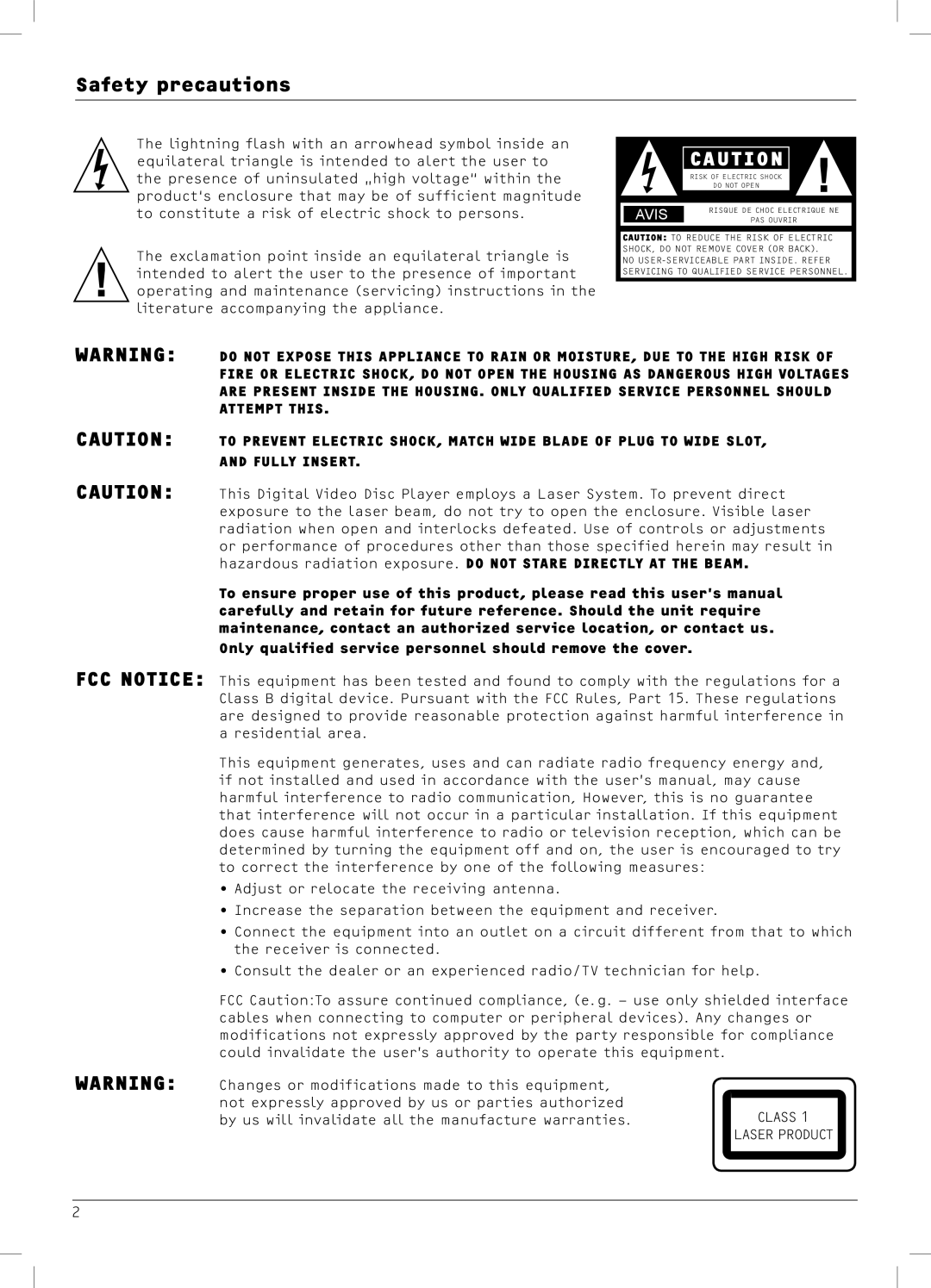 Dolby Laboratories DX4 manual Safety precautions, Avis 