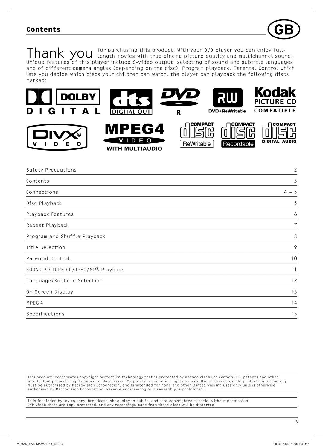 Dolby Laboratories DX4 manual Contents 