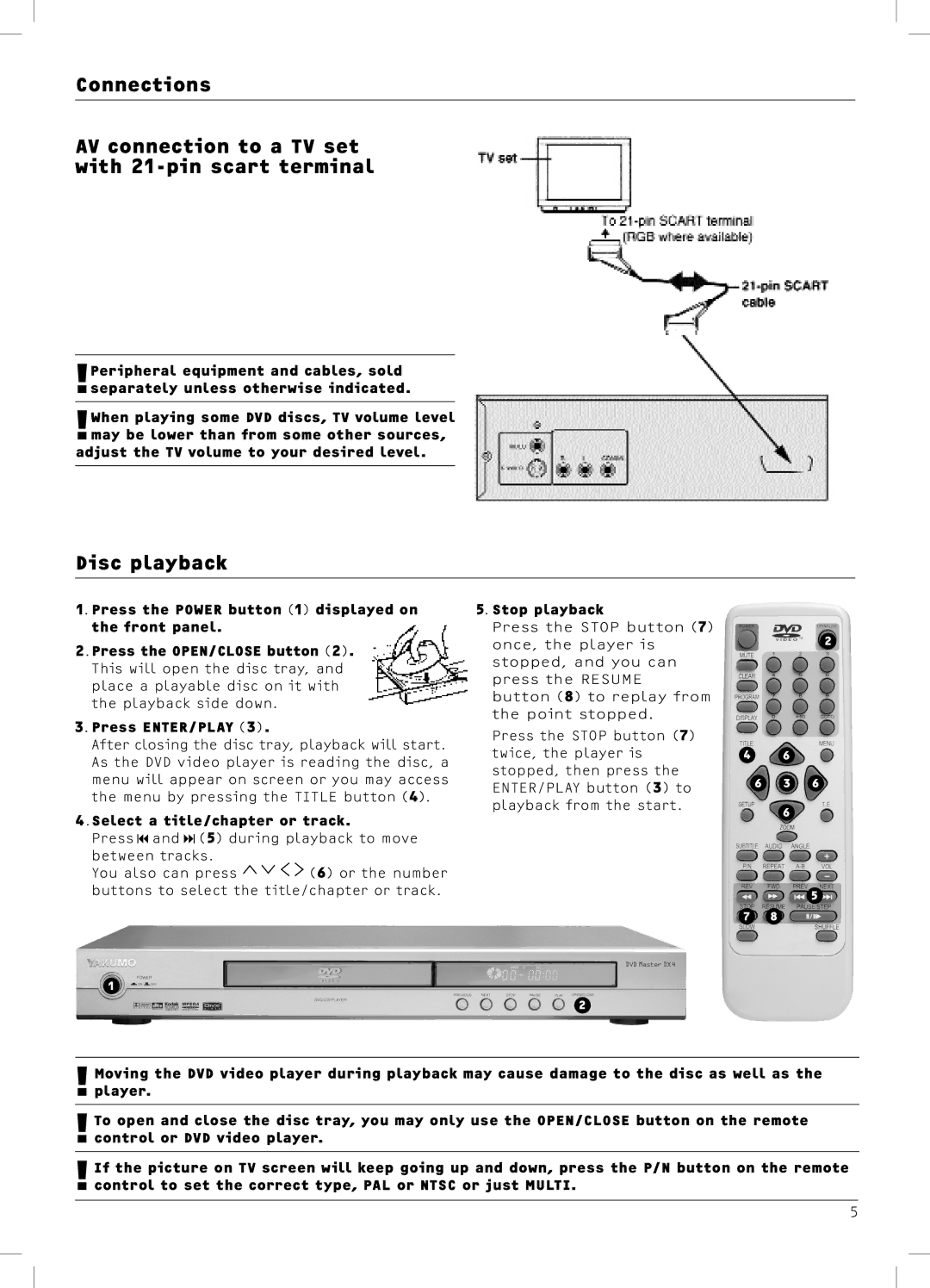 Dolby Laboratories DX4 manual Disc playback, Select a title/chapter or track, Stop playback 