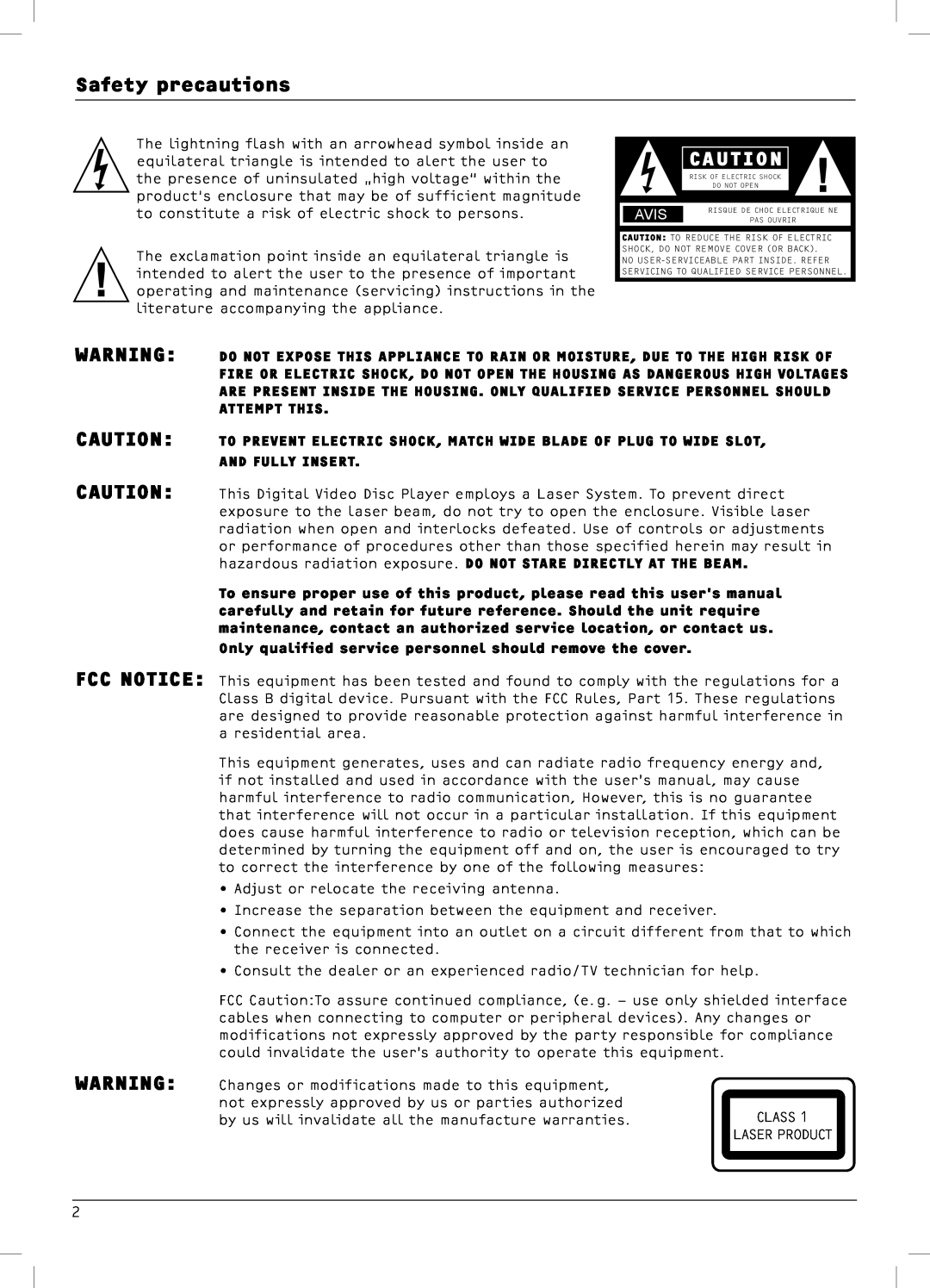 Dolby Laboratories DX4 manual Safety precautions, Fcc Notice, Avis 