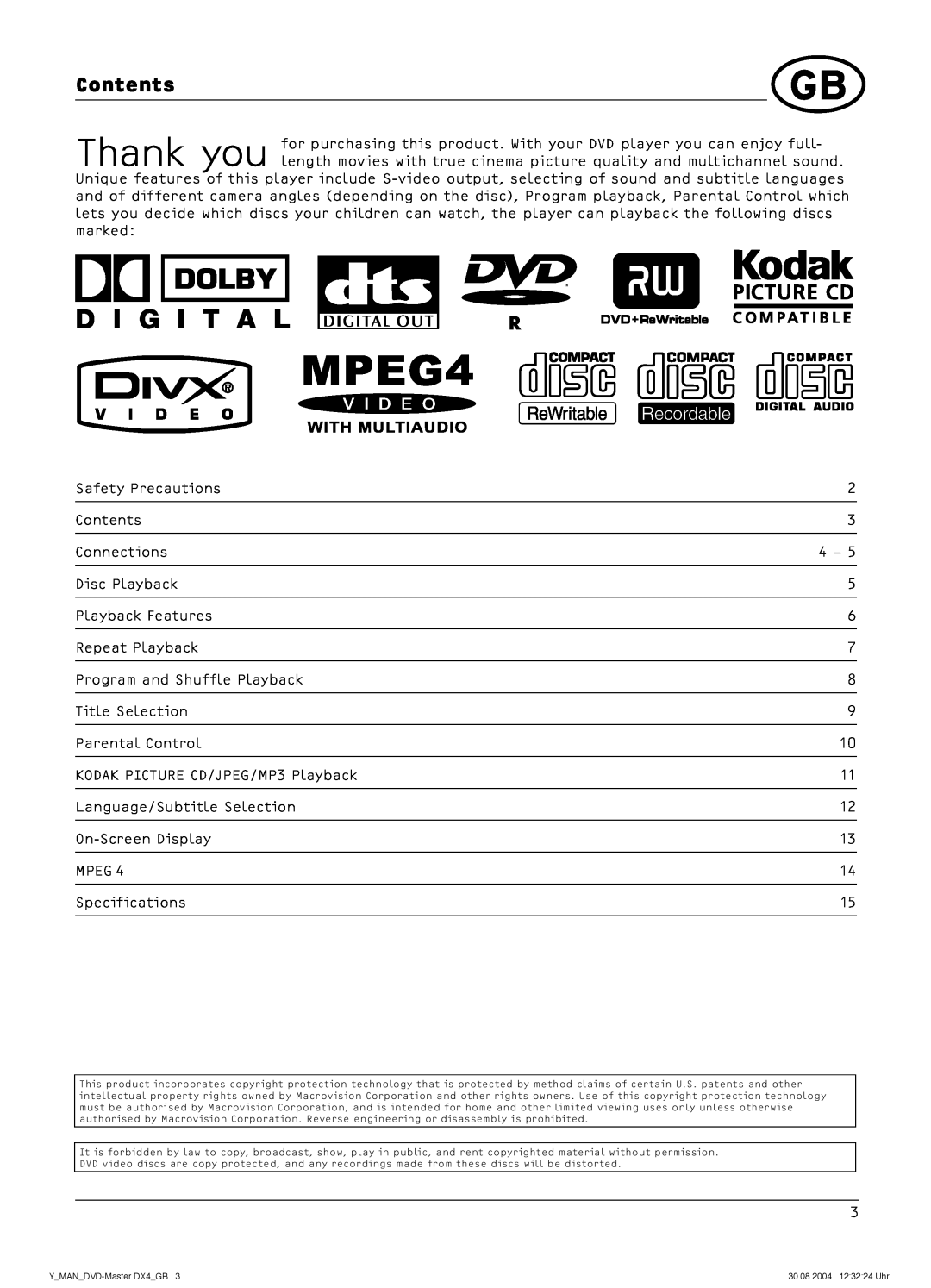 Dolby Laboratories DX4 manual Contents 