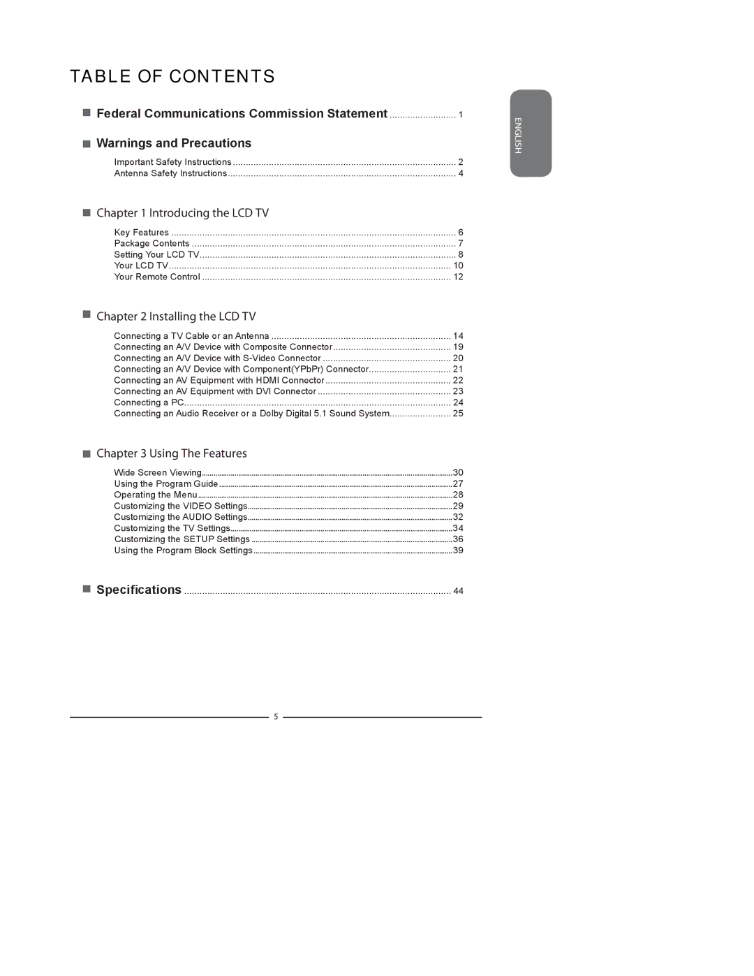 Dolby Laboratories FLX-1910 manual Table of Contents 