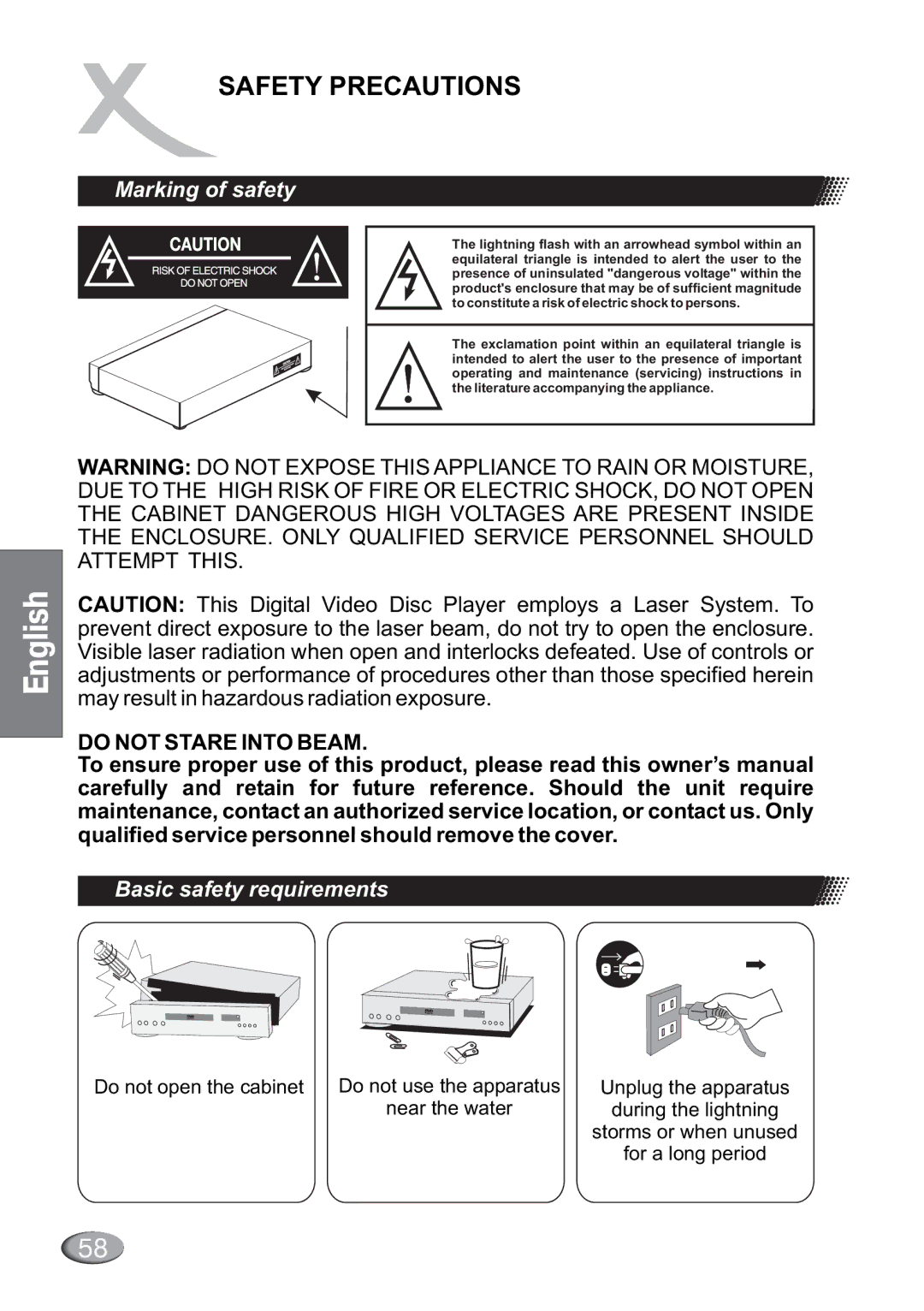 Dolby Laboratories HSD 401plus, HSD 415, HSD 310 manual Safety Precautions, Marking of safety, Basic safety requirements 