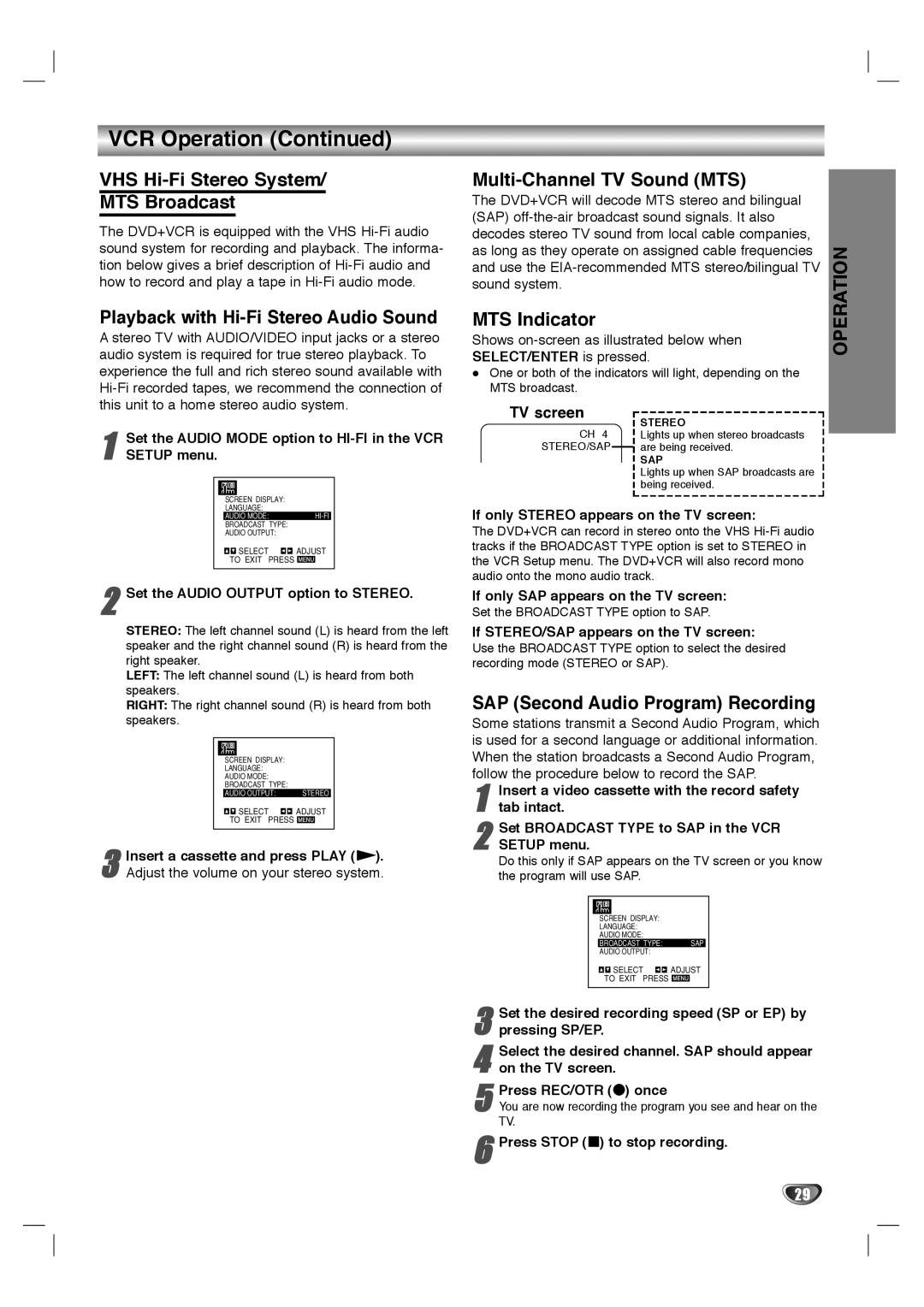 Dolby Laboratories HT2030 VHS Hi-Fi Stereo System MTS Broadcast, Playback with Hi-Fi Stereo Audio Sound, MTS Indicator 