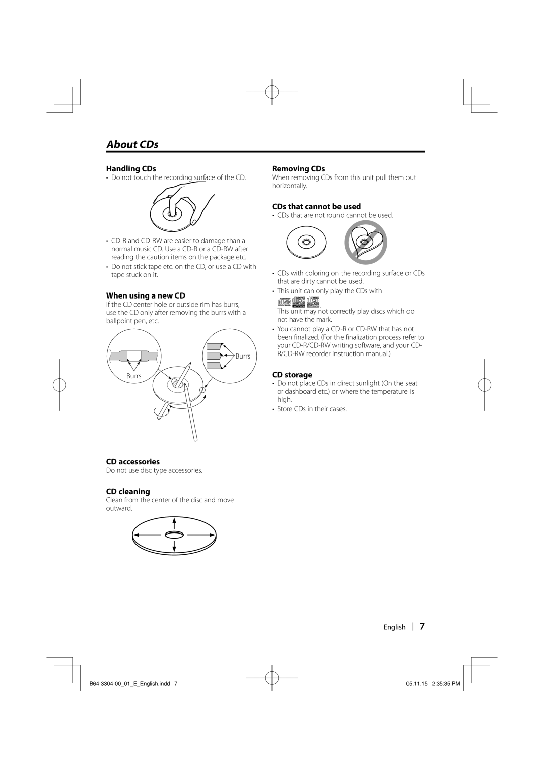 Dolby Laboratories KDC-W8534 instruction manual About CDs 