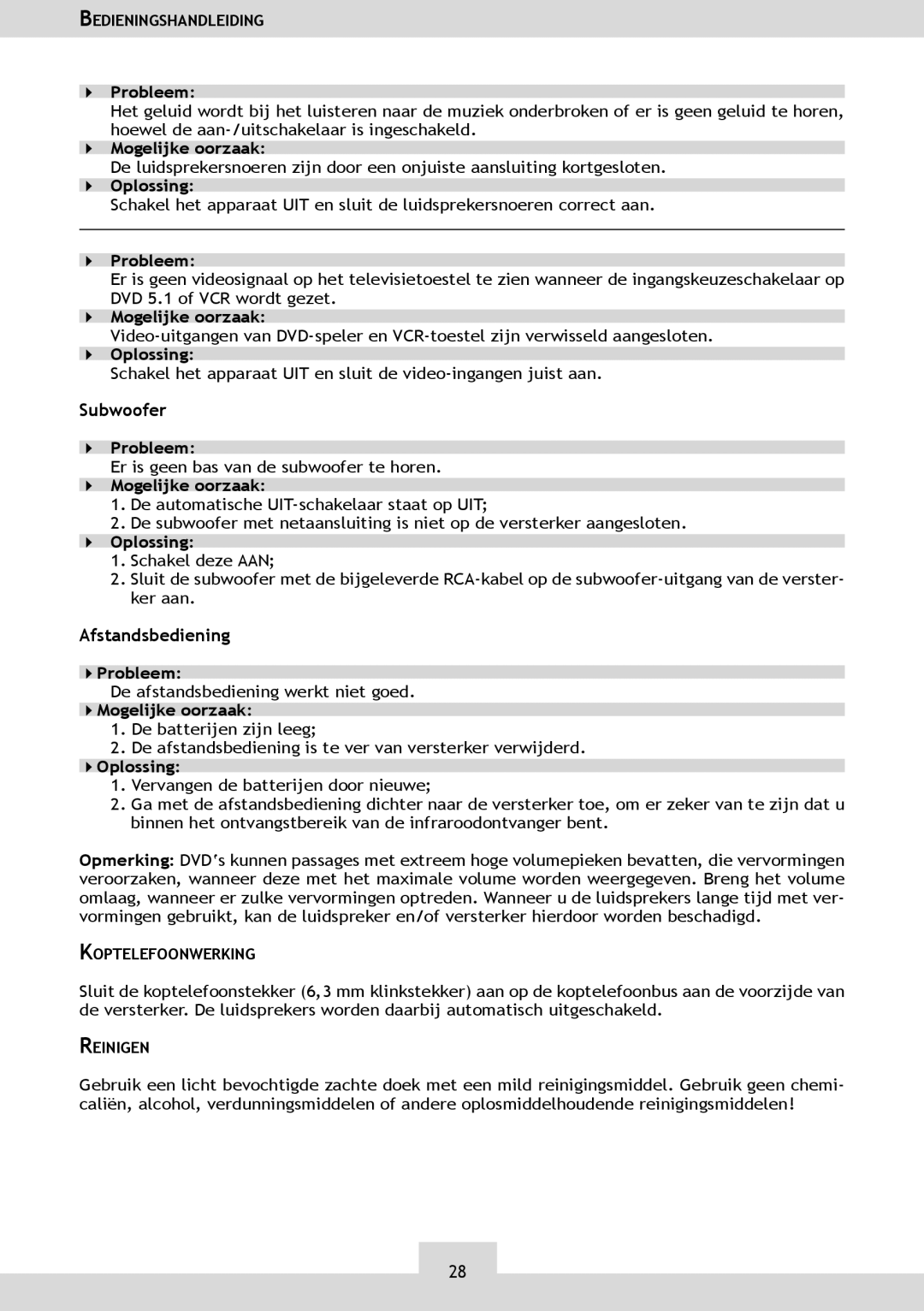 Dolby Laboratories KH 02 manual 4Probleem 